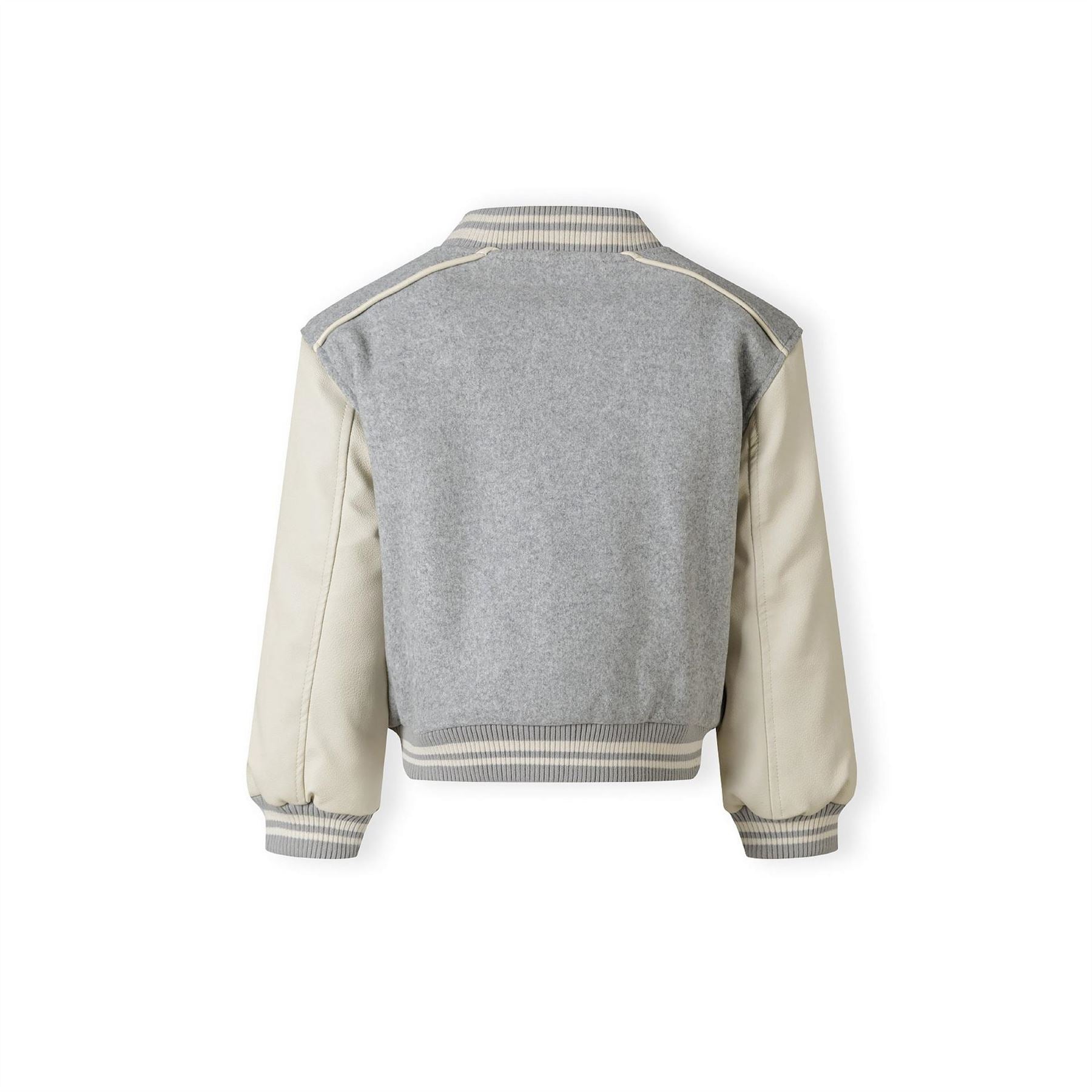 Minoti Girls Baseball Style Jacket With Faux Leather Sleeves Grey