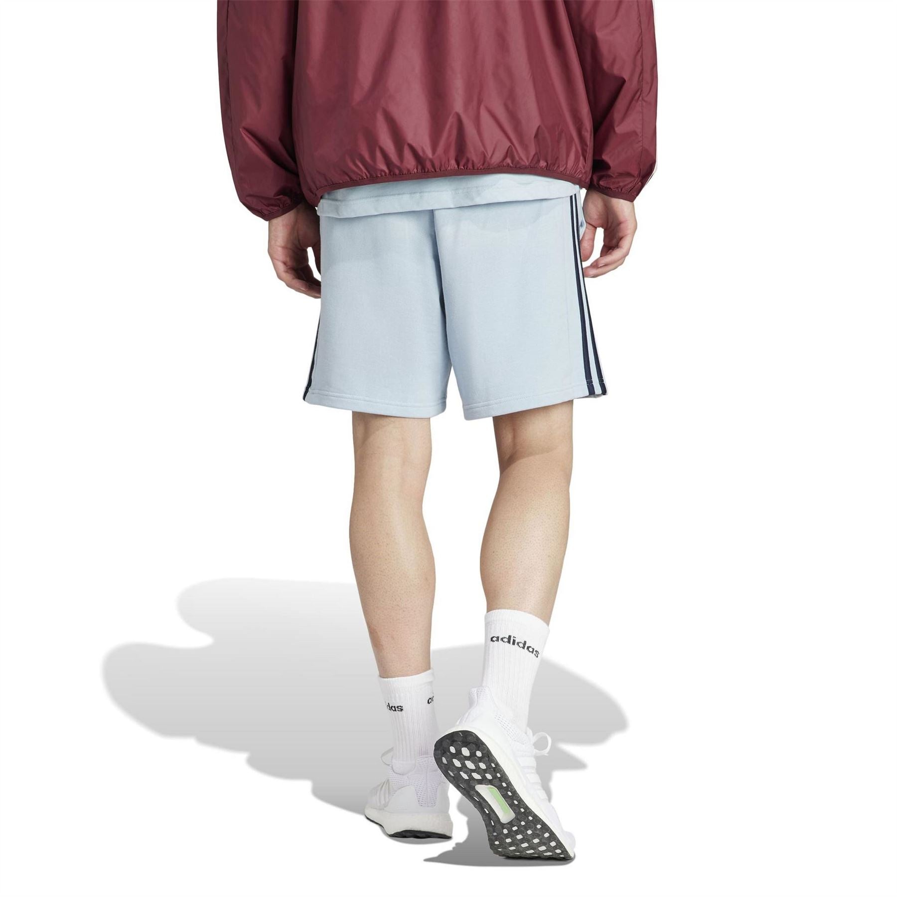 adidas Mens Essentials 3 Stripe Fleece Shorts