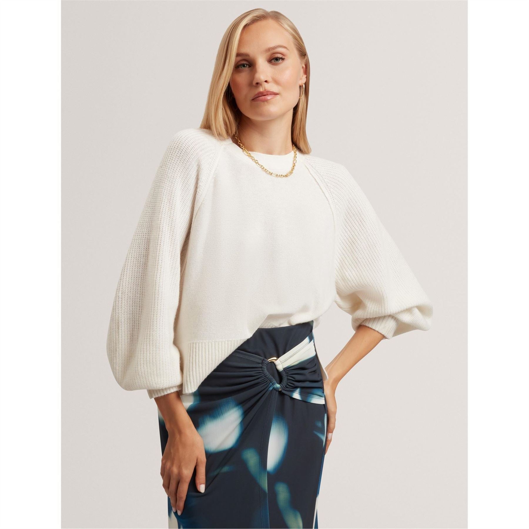 Ted Baker Crew Neck Three-Quarter Balloon Sleeve Sweater
