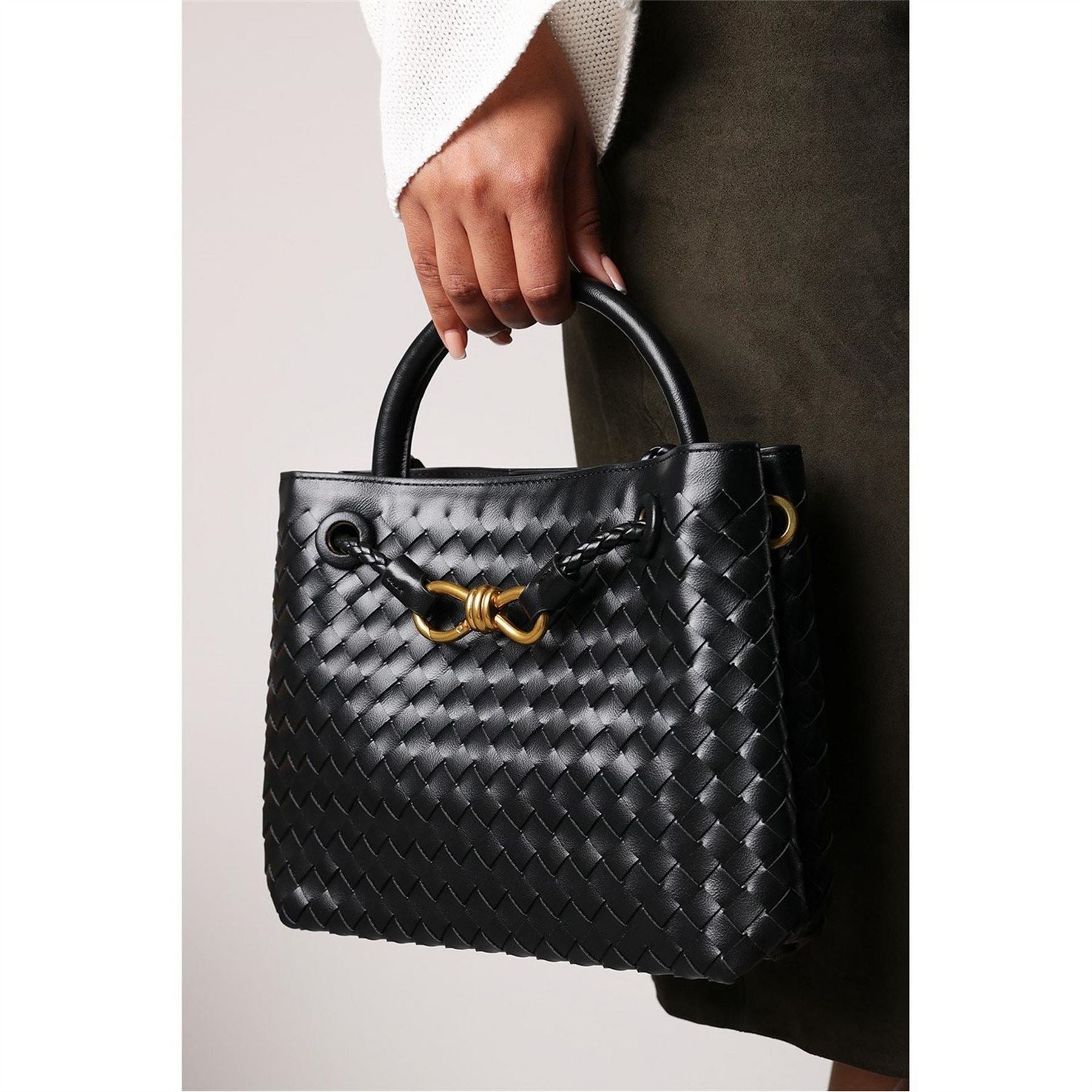 Wheres That From Leather Tote Bag With Gold Detail