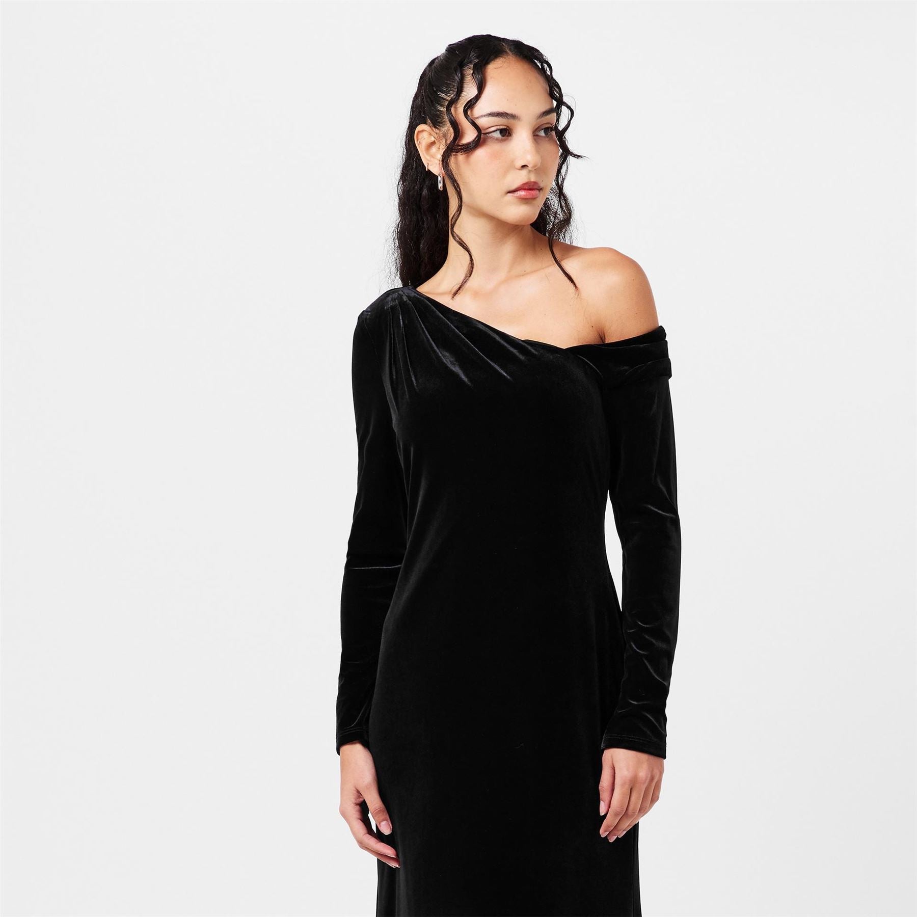 Lauren by Ralph Lauren Cateema Asymmetric Neck Long Sleeve Maxi Gown
