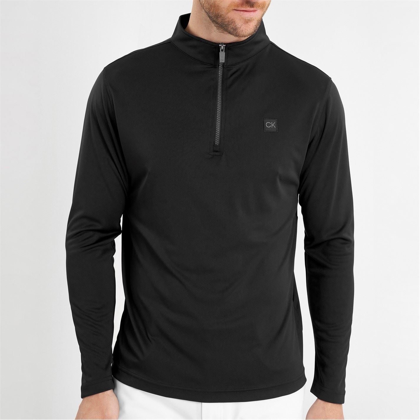 Calvin Klein Golf Regular Fit Zip Neck Long Sleeve Sweatshirt