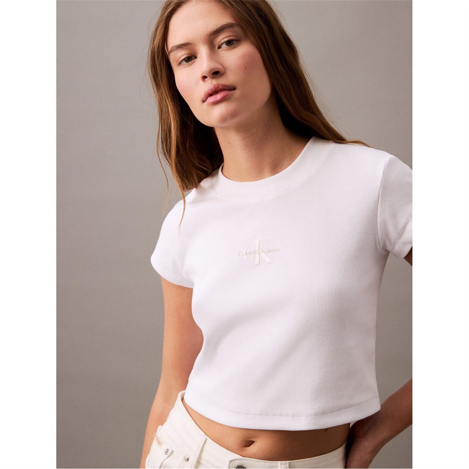 Calvin Klein Jeans Baby Crew Neck Ribbed Collar Short Sleeve T-Shirt