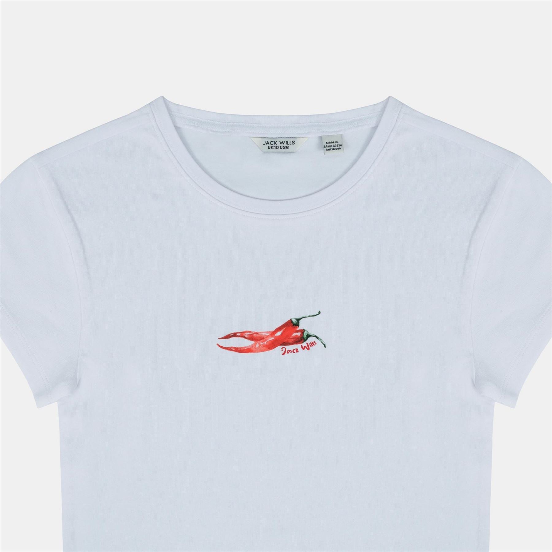 Jack Wills Graphic Cotton Short Sleeve Crew Neck Print Crop Top