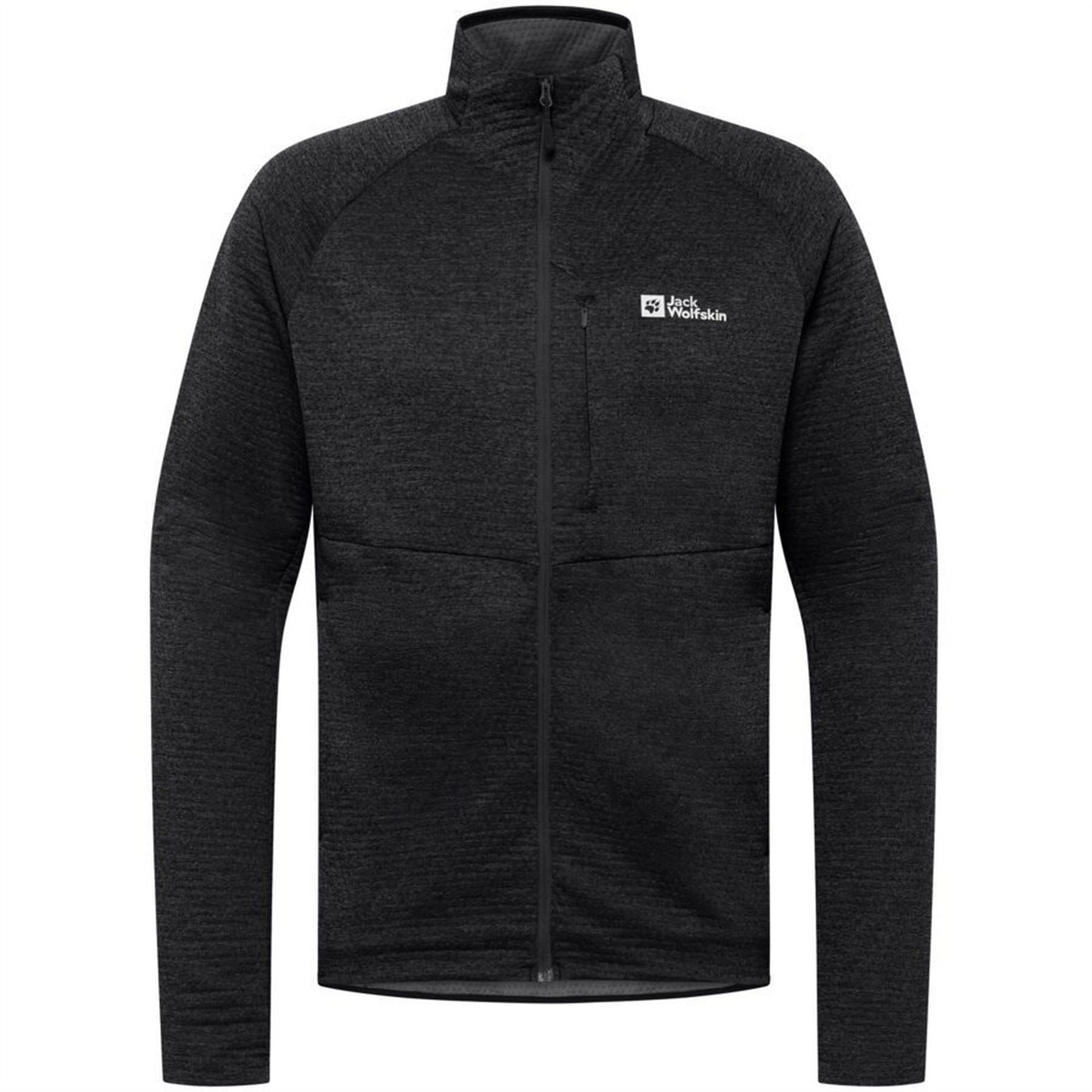 Jack Wolfskin Taiga Heathered Patterned Full Zipper Ribbed Cuff Fleece Jacket