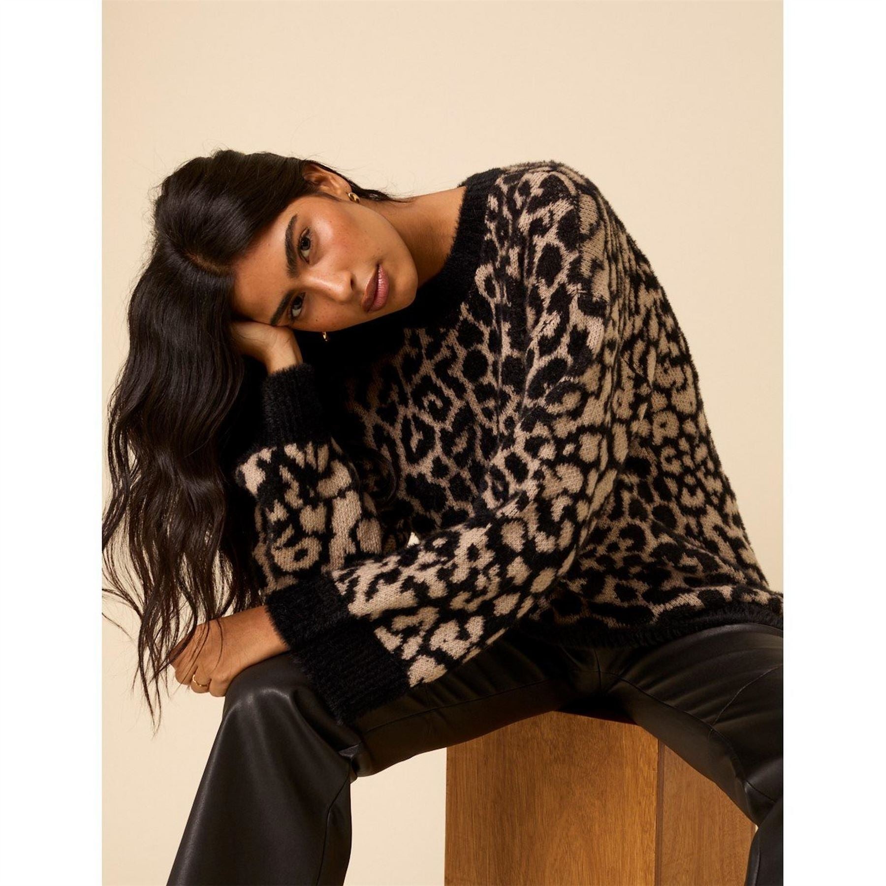 Nobodys Child Leopard Jacquard Oversized Jumper