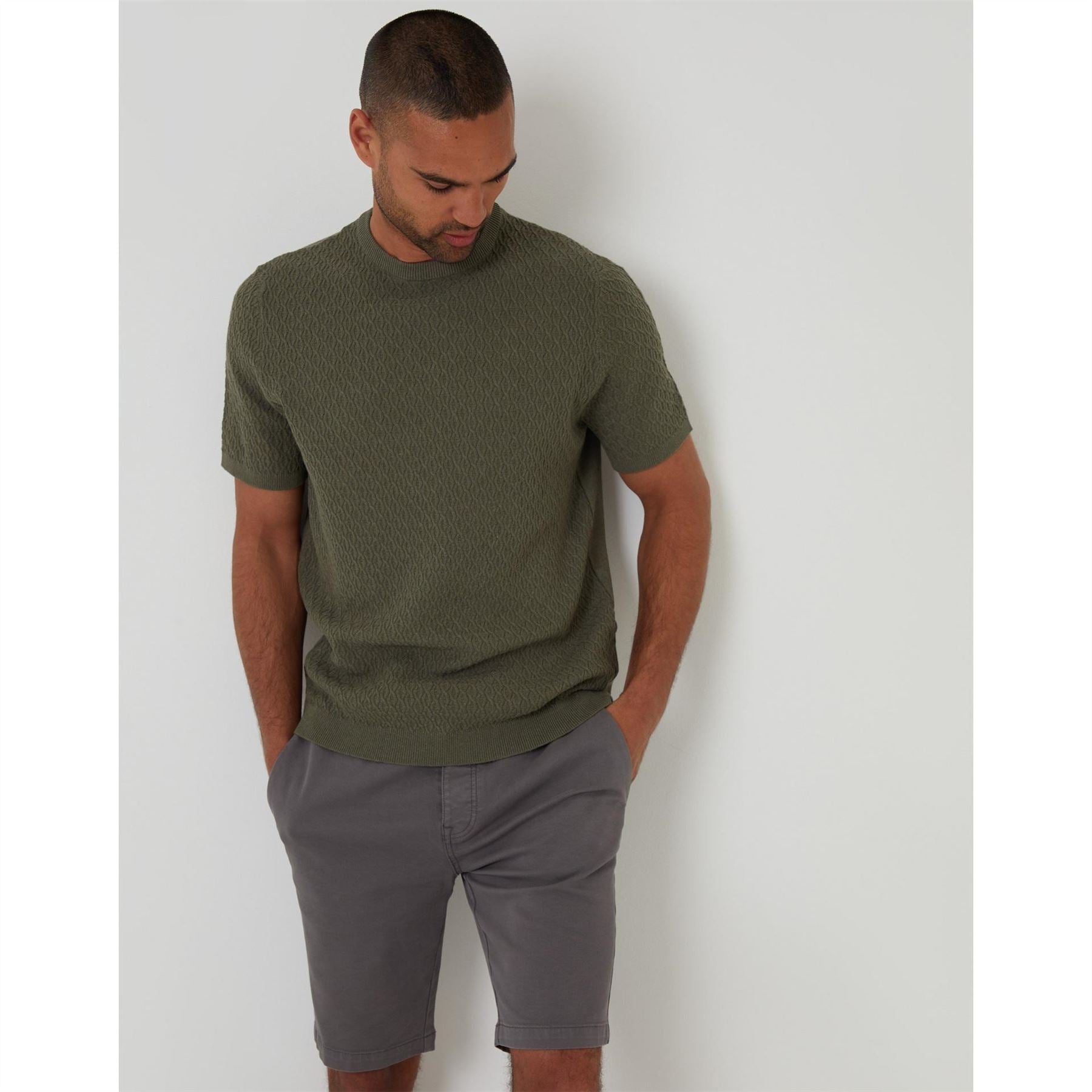 Threadbare Crew Neck Ribbed Collar Short Sleeve T-Shirt