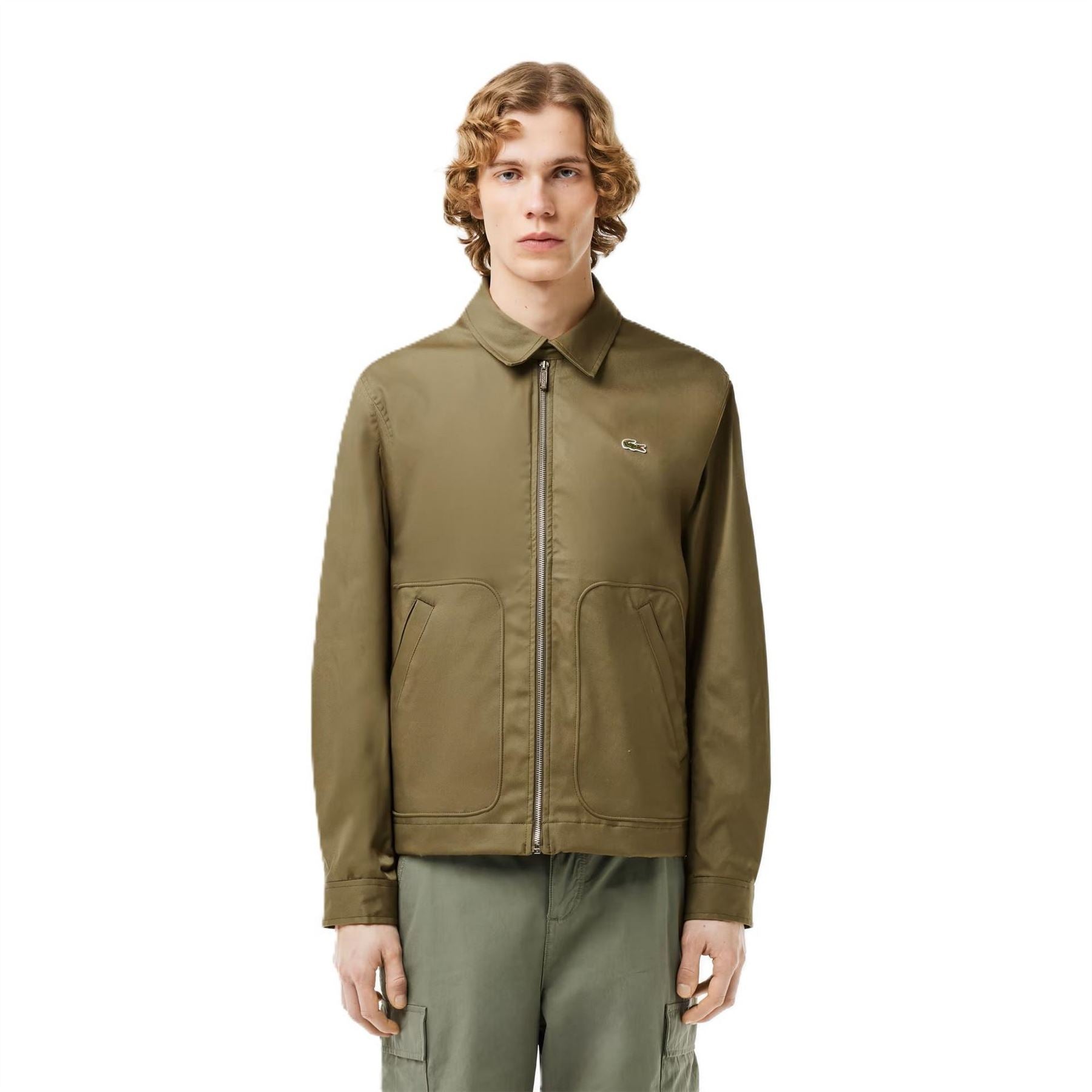 Lacoste Solid Bomber Jacket with Logo
