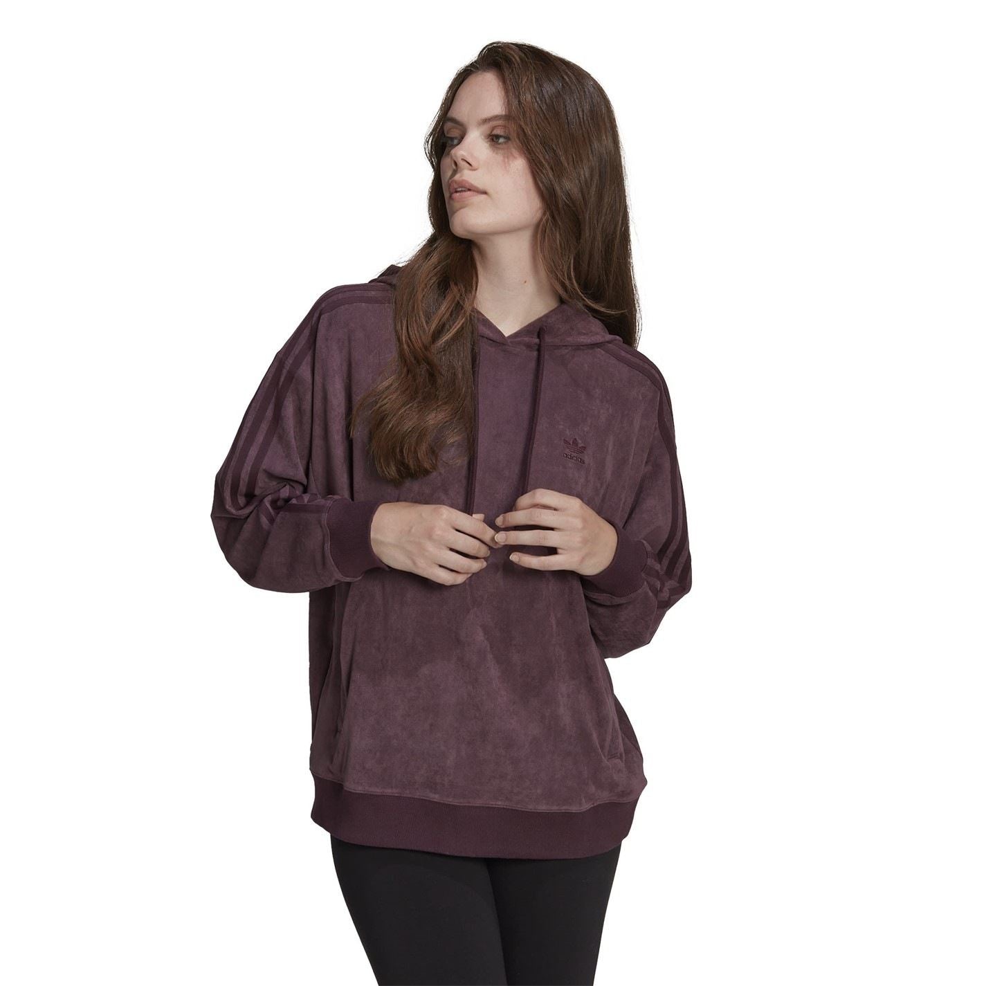 adidas Originals Suede Hooded Relaxed Fit Sweatshirt