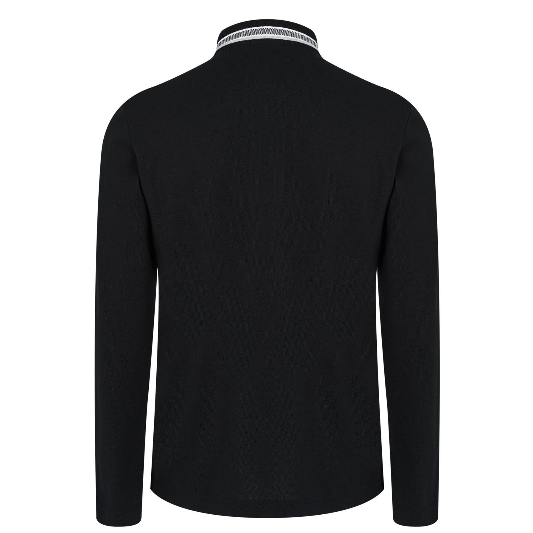 Boss Plisy Tipped Collar Cotton Long Sleeve Polo Shirt