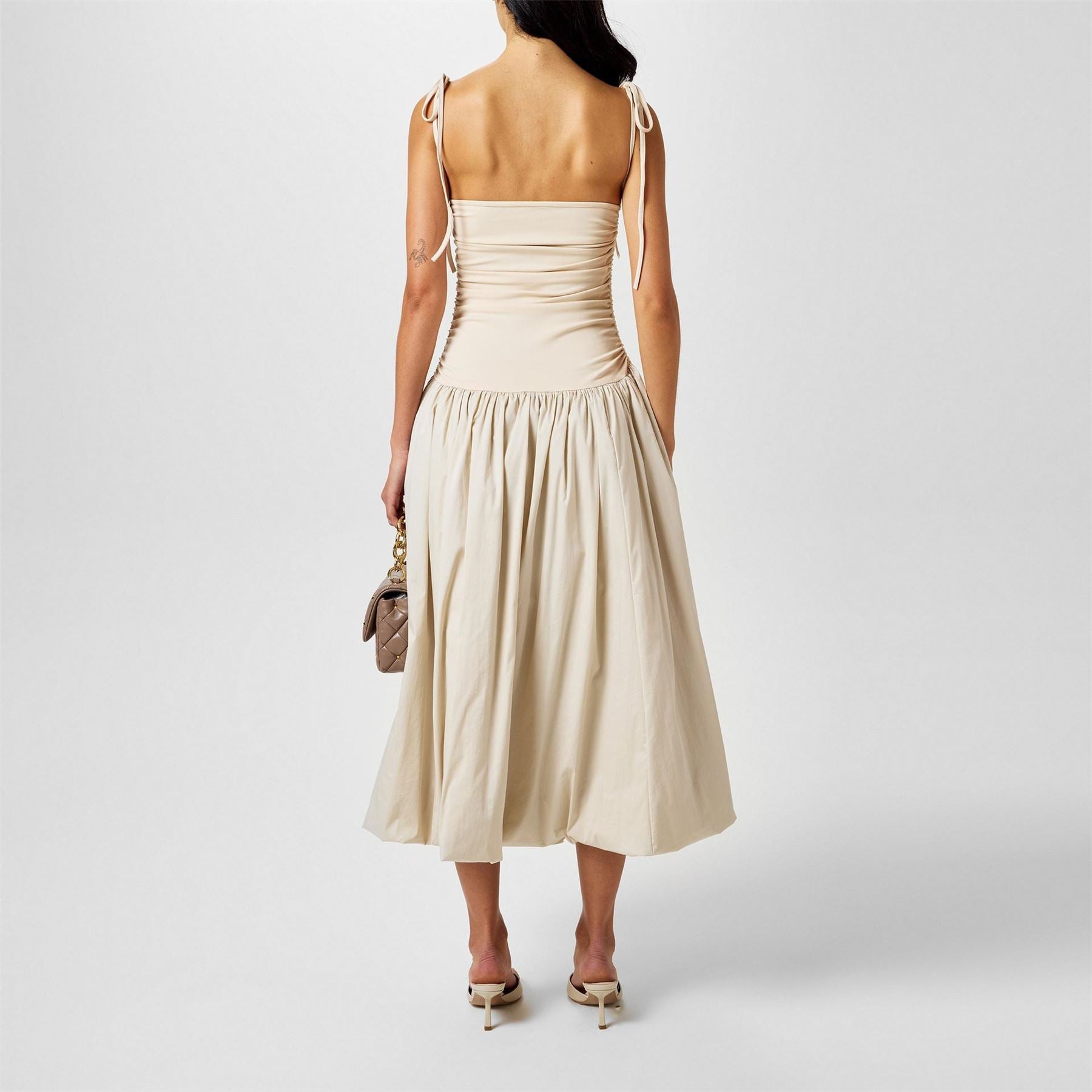 AmyLynn Amy Lynn Alexa Shoulder Tie Ultra Mini Peplum Dress