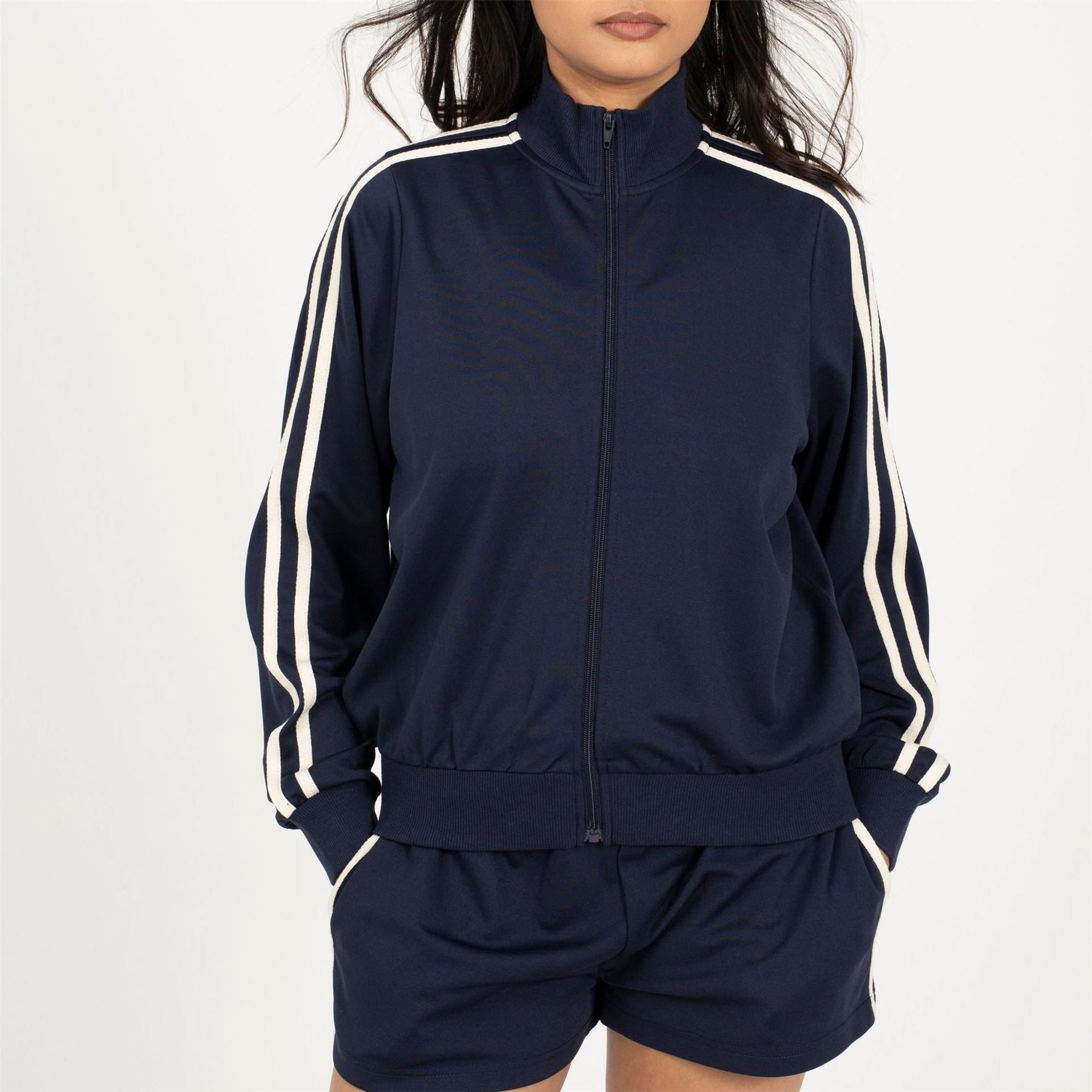 Brave Soul Womens Track Jacket With Side Stripe Detail