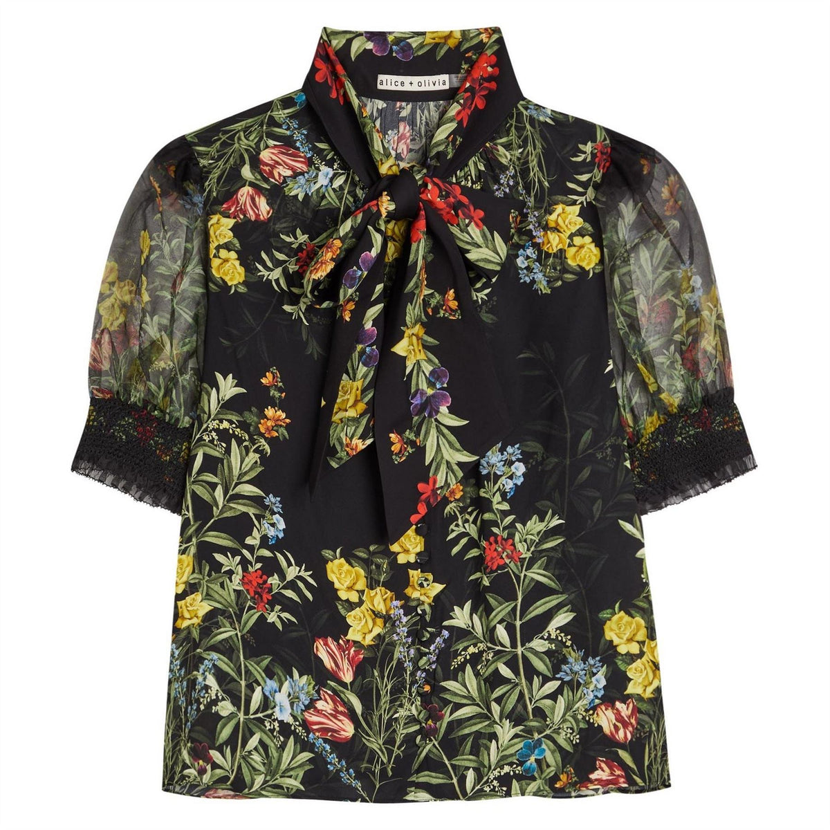 Alice And Olivia Brentley Tie Nk Blouse