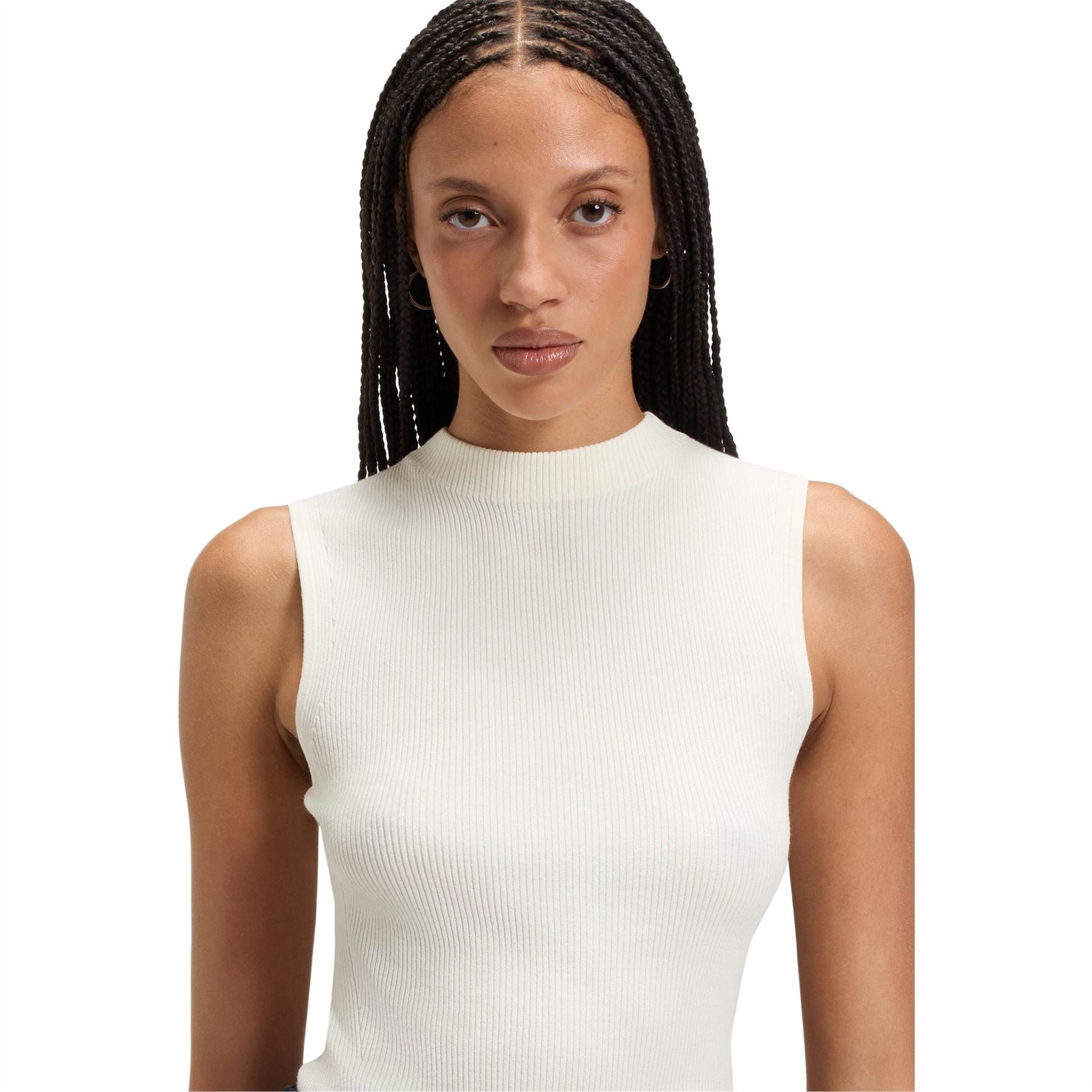 Boss Feskies Knitted Slim Fit Mock Neckline Top