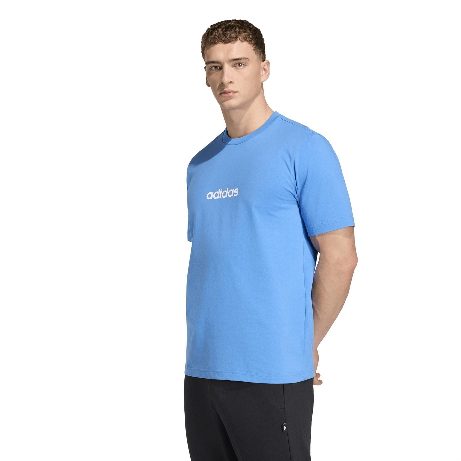 adidas Mens Essentials Single Jersey Linear Embroidered Logo T-Shirt