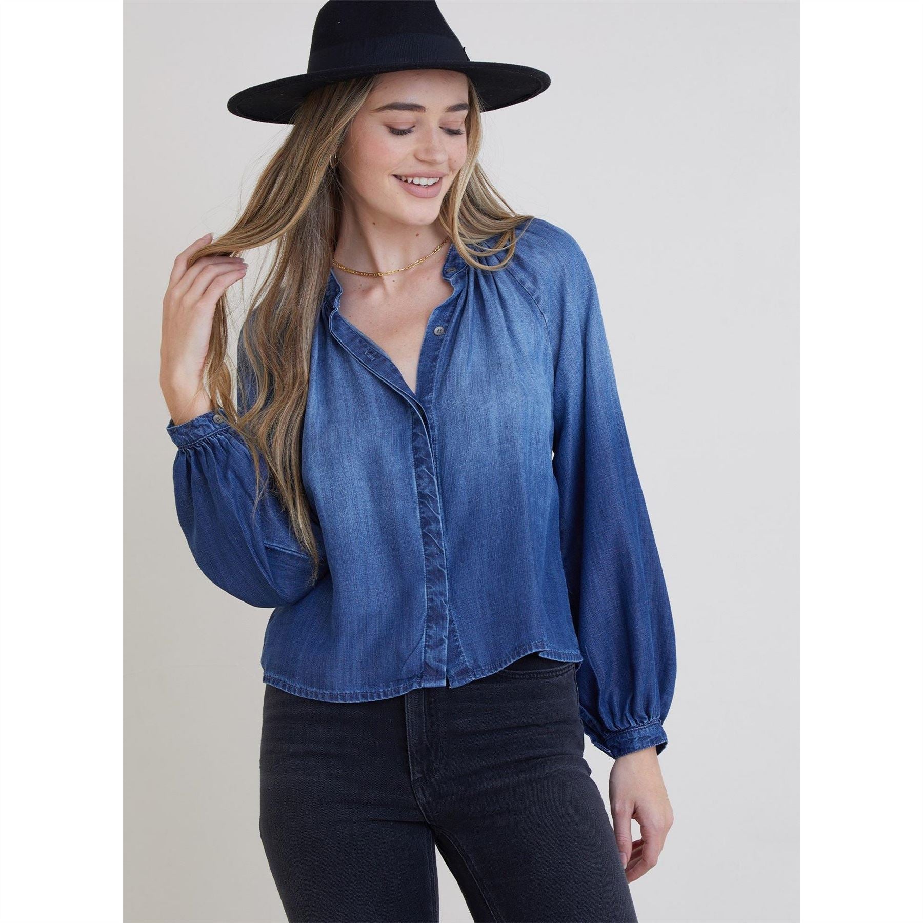 Bella Dahl Flowy Relaxed Fit Bishop Sleeve Shirt