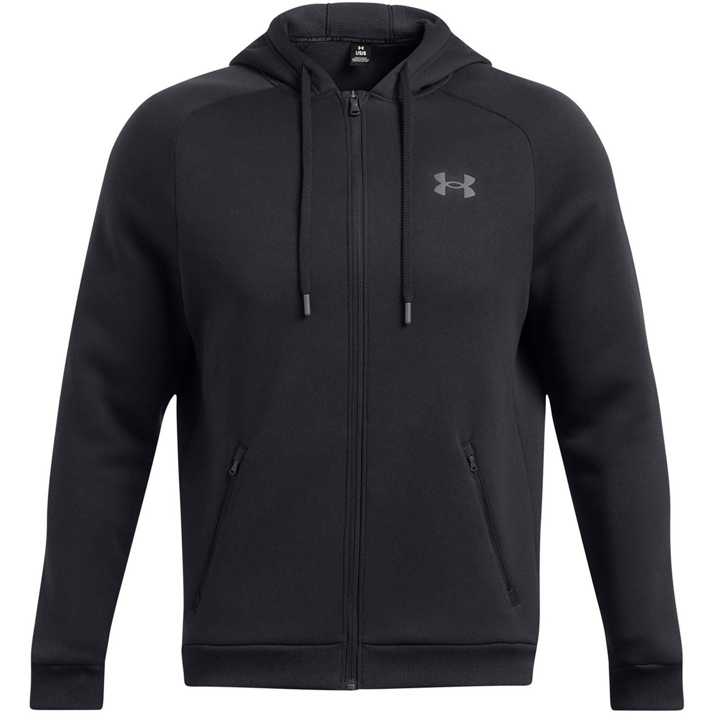Under Armour Fleece Solid Patterned Hooded Full Zipper Ribbed Cuff Jacket