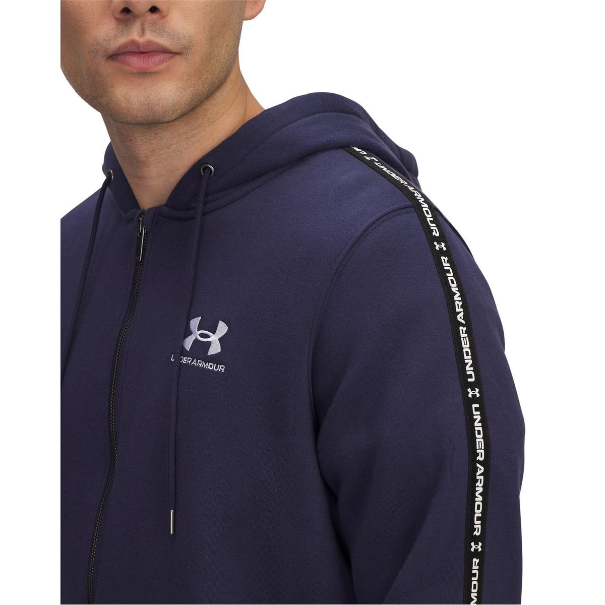 Under Armour Icon Solid Patterned Hooded Ribbed Cuff Full Zipper Sweat Jacket