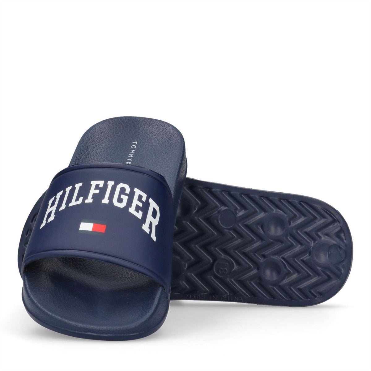 Tommy Hilfiger Junior Slides Open Toe Logo Print Flats