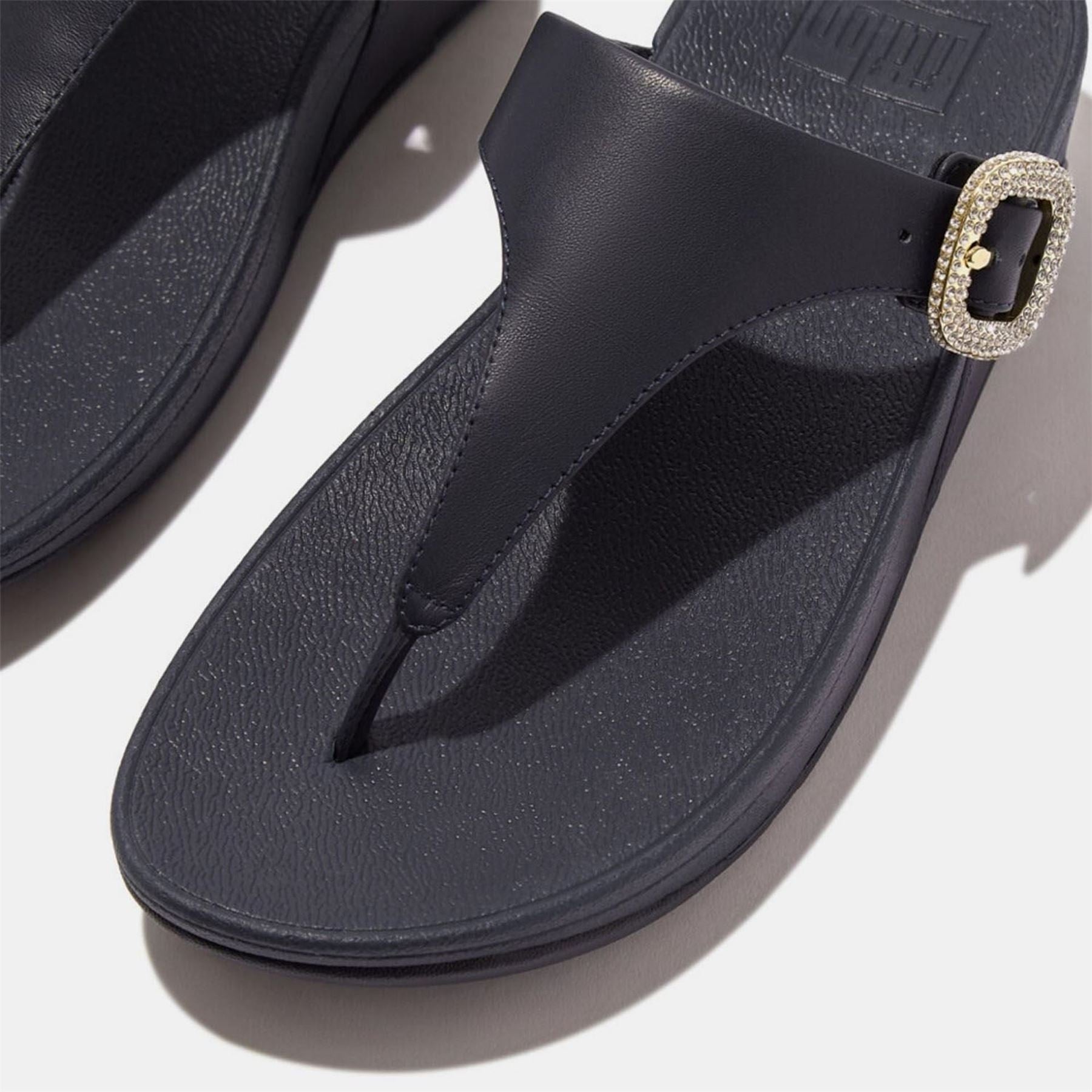 Fitflop Crystal Buckle Leather Toe Post Sandals