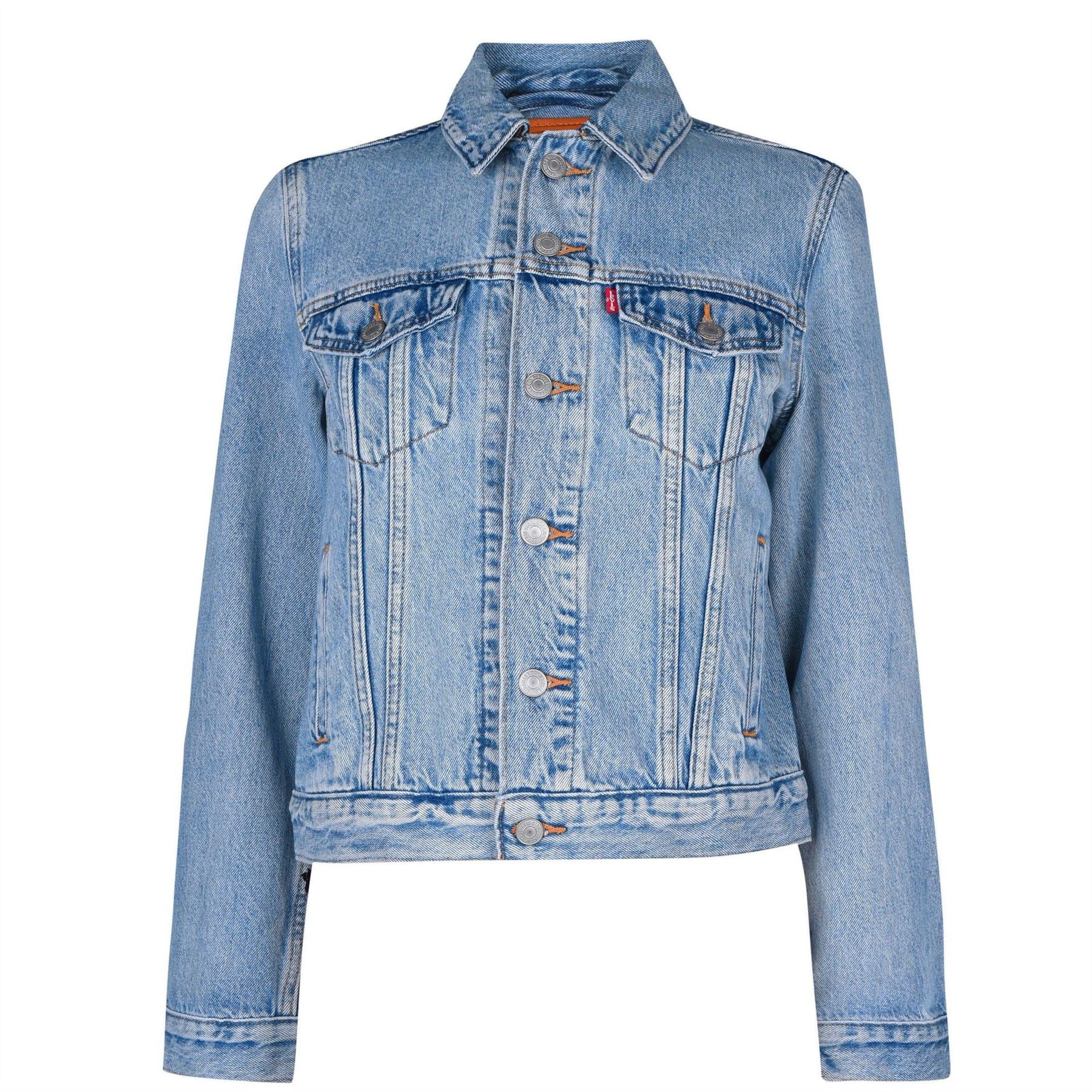 Levis Ex Boyfriend Trucker Cotton Long Sleeve Point Collar Denim Jacket