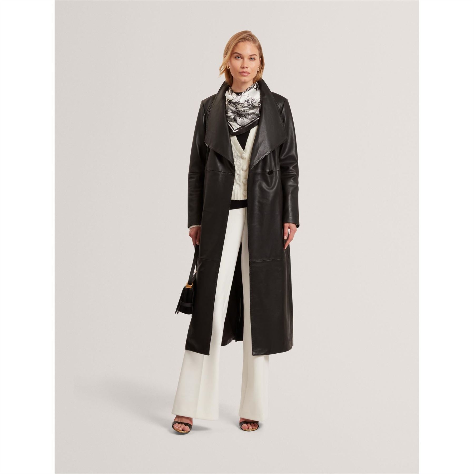 Ted Baker Solid Patterned Lapel Collared Wrap Coat