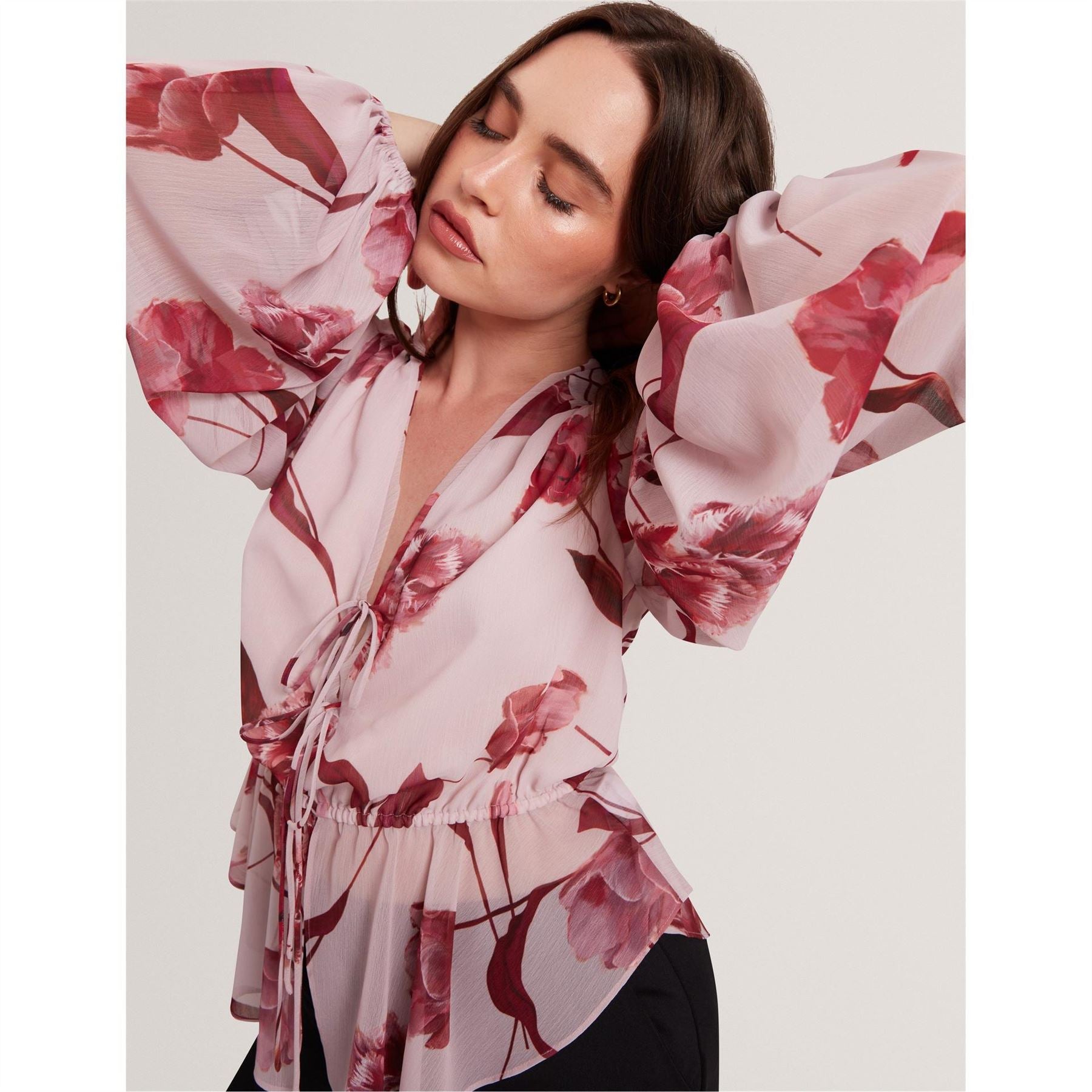 Ted Baker V-Neck Bishop Sleeve Long Sleeve Blouse