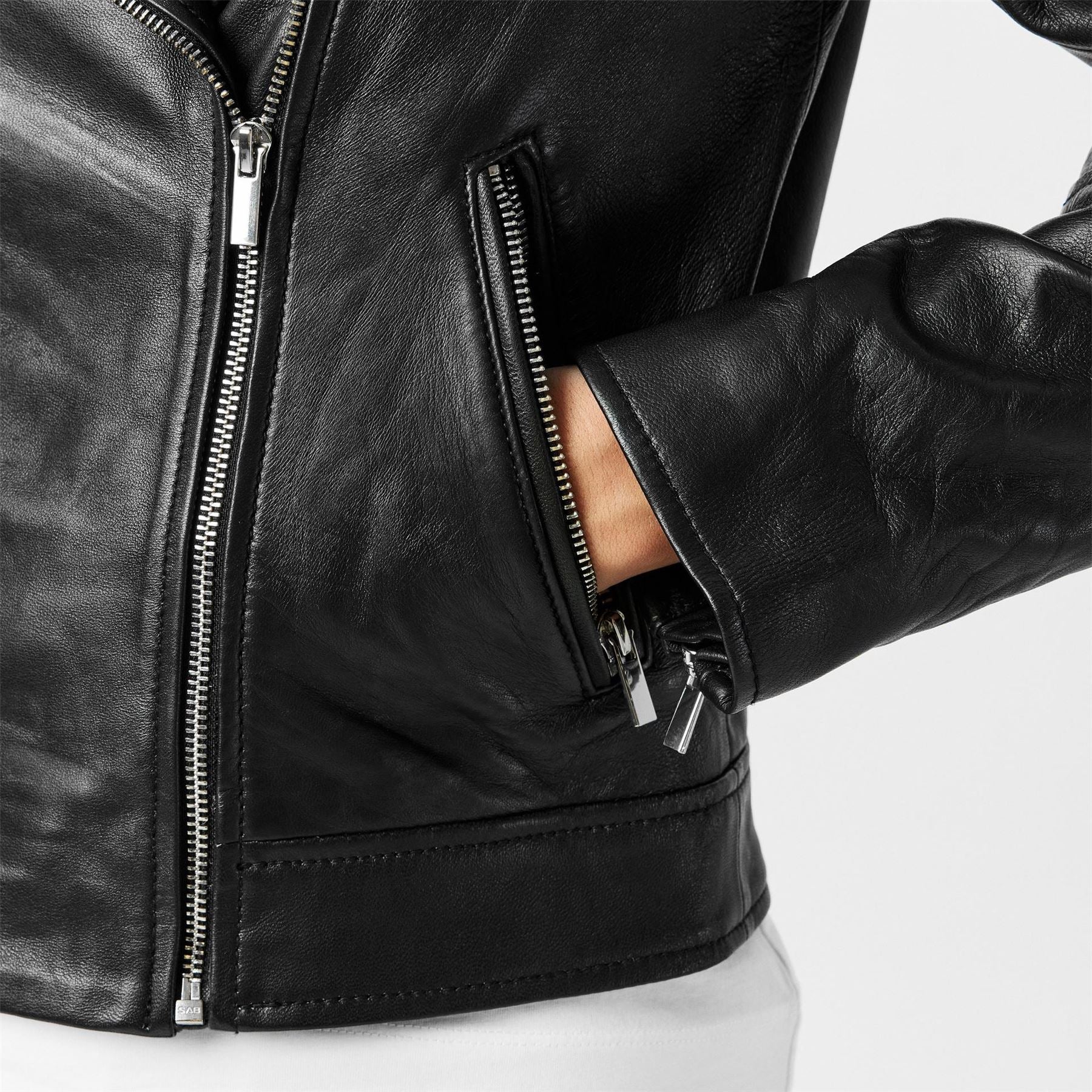 Finery Faith Leather Long Sleeve Biker Jacket