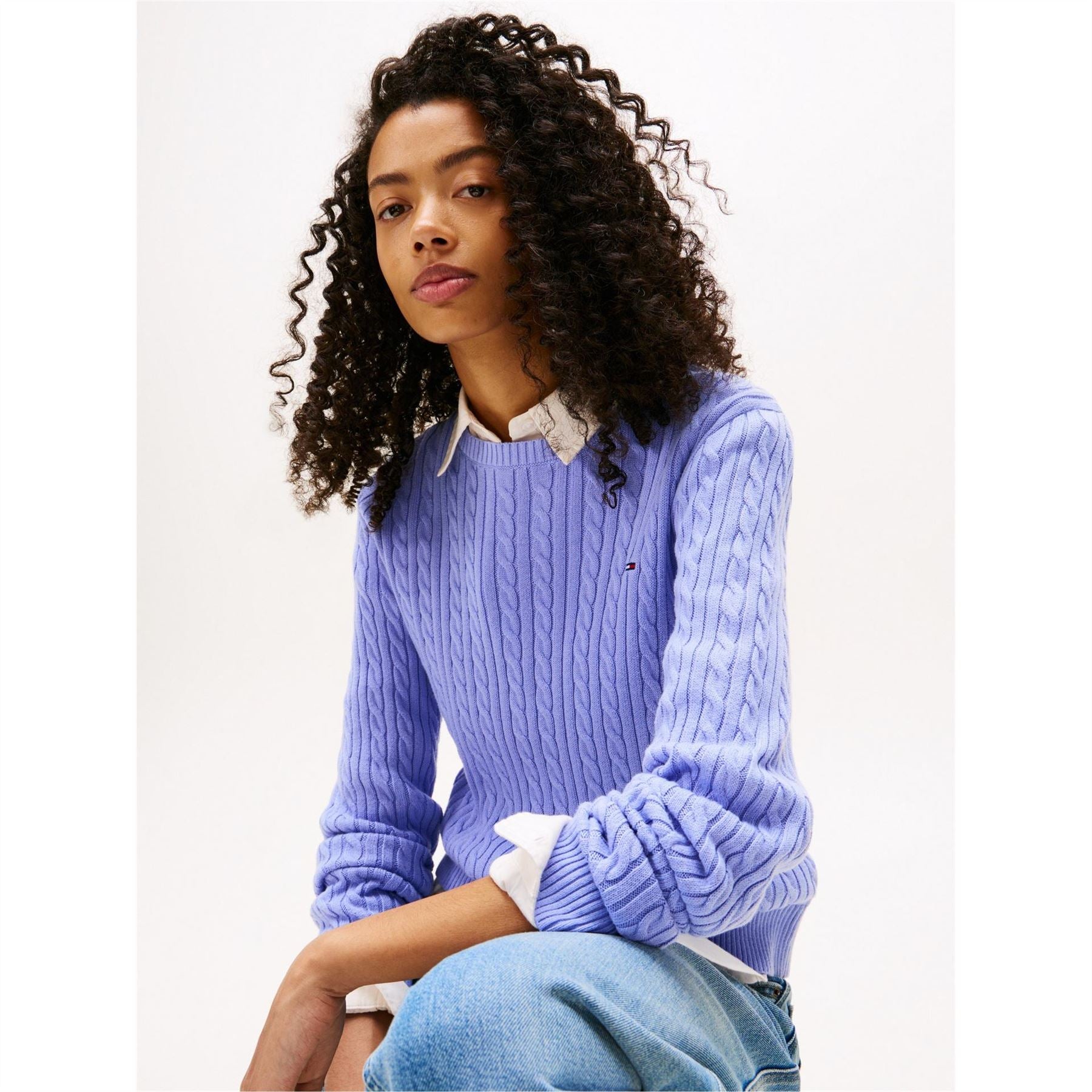 Tommy Jeans Cable Knit Crew Neck Long Sleeve Sweater