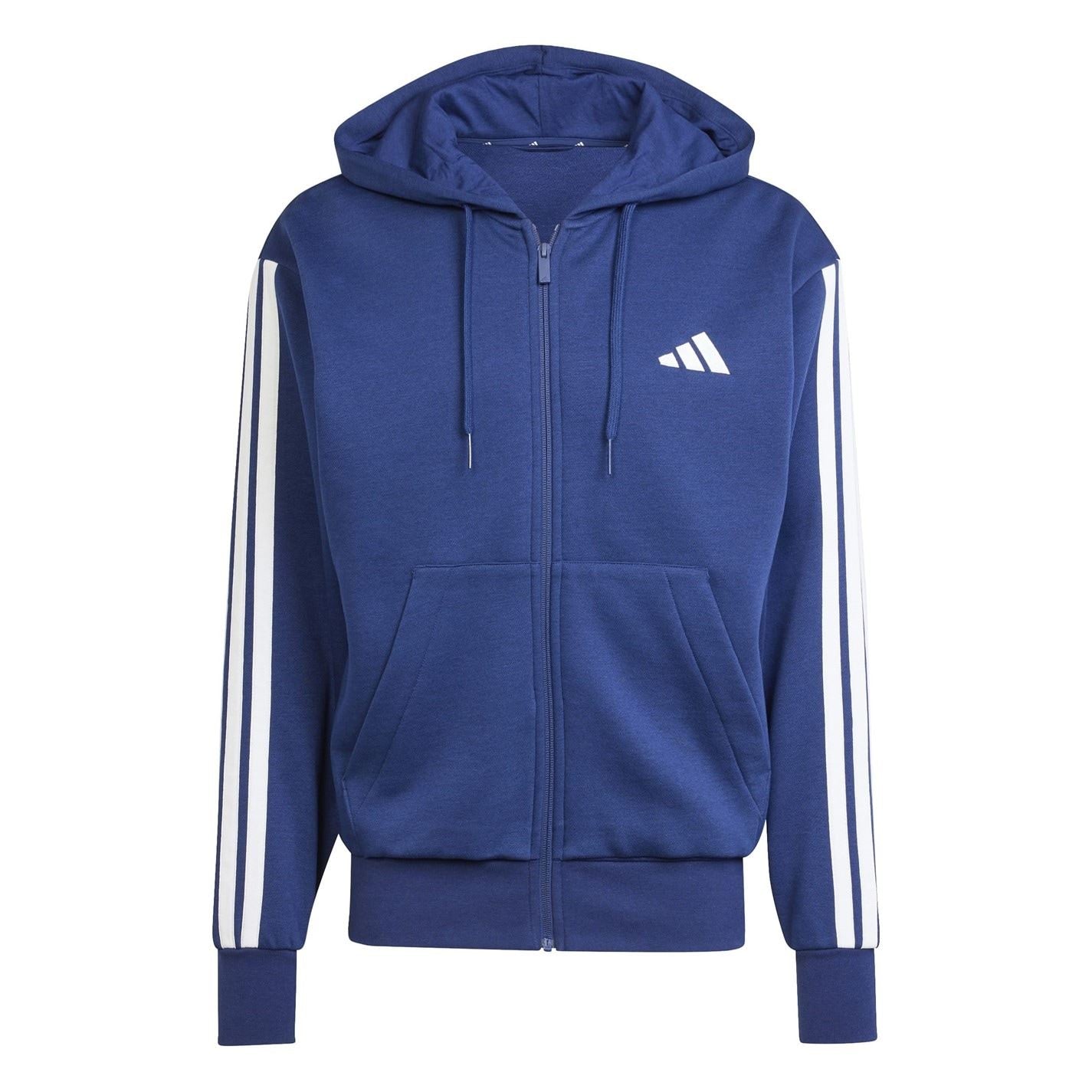 adidas Mens Essentials Fleece 3 Stripes Full Zip Hoodie