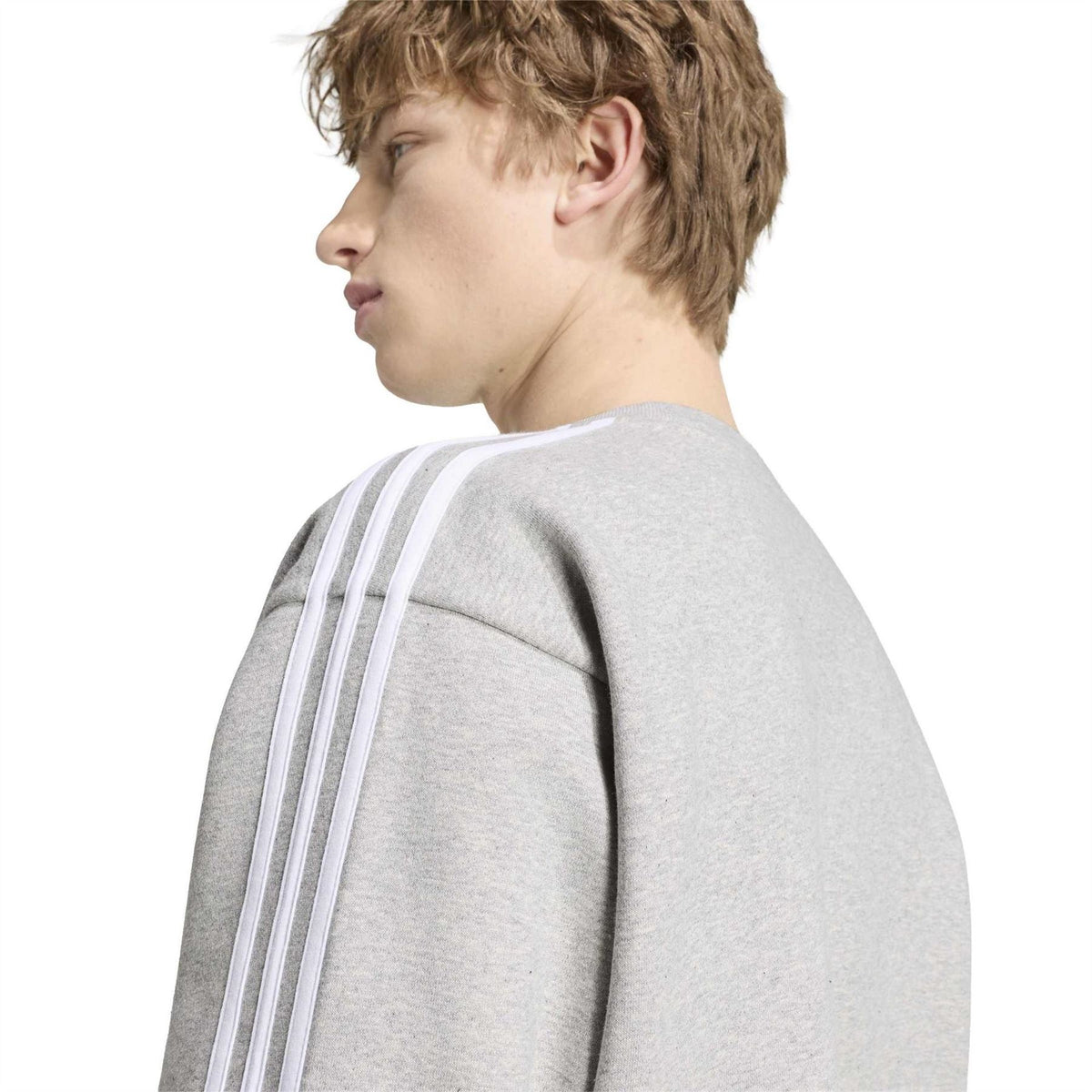 adidas Mens Essentials Crew 3 Stripes Pullover Sweatshirt