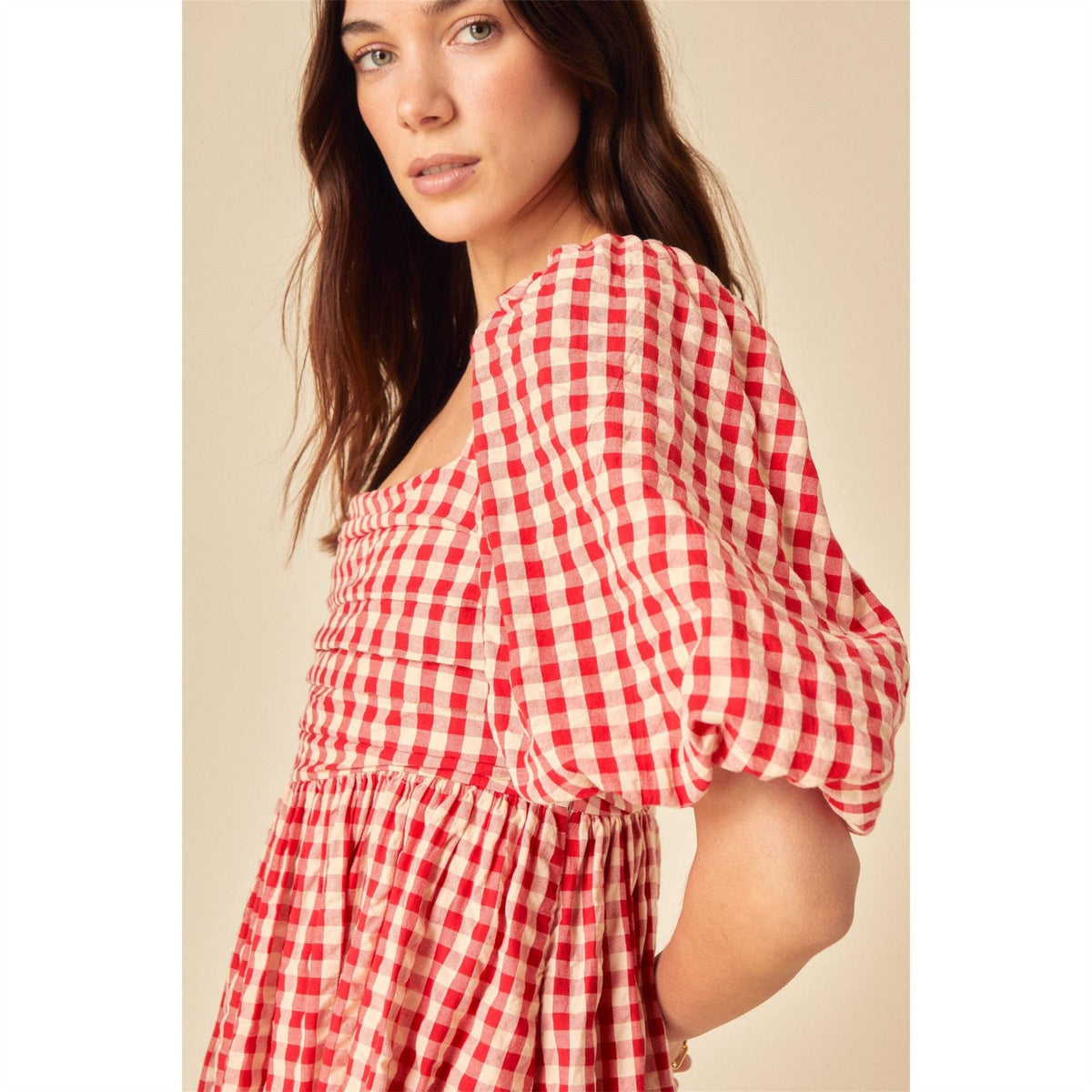 Nobodys Child Nova Square Neck Short Sleeve Midi Dress