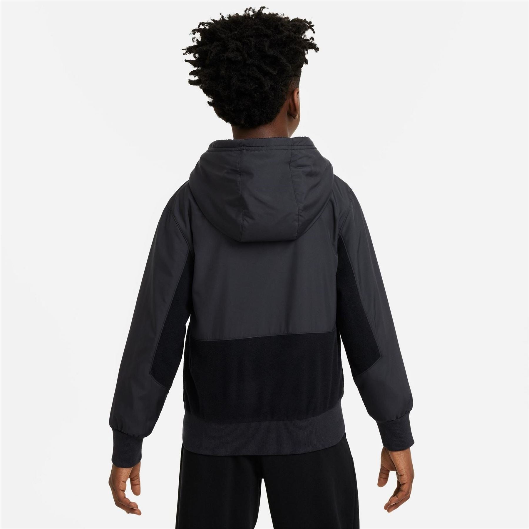 Nike Utility Solid Patterned Hooded Full Zipper Cargo Jacket