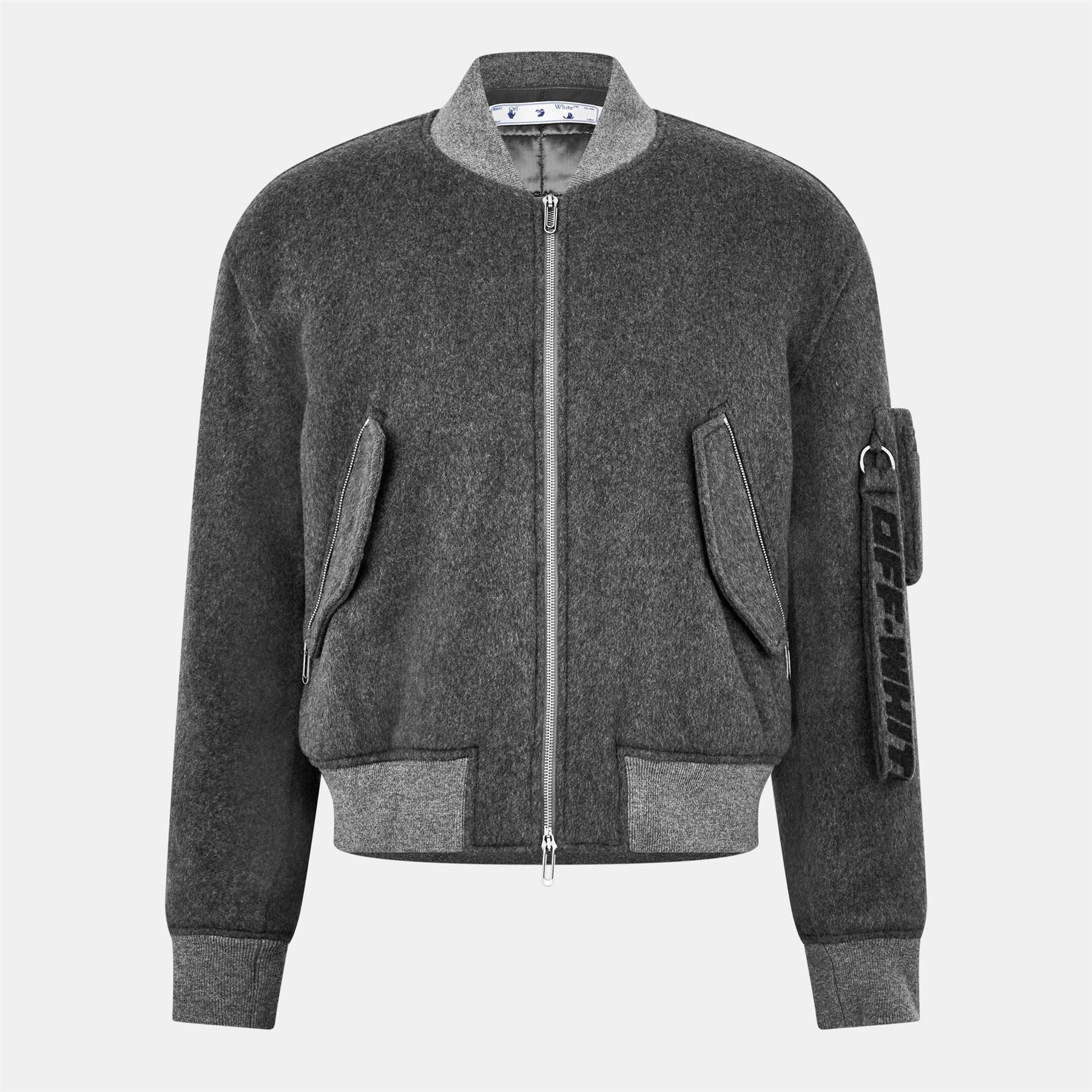 Off White Quote Embroidered Bomber Jacket