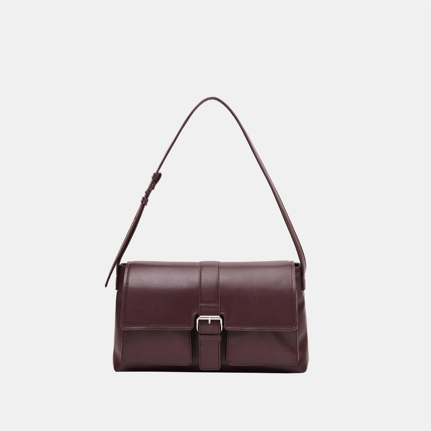 Firetrap Flap Over Rectangle Shape Baguette Bag with Silver Tone Hardware