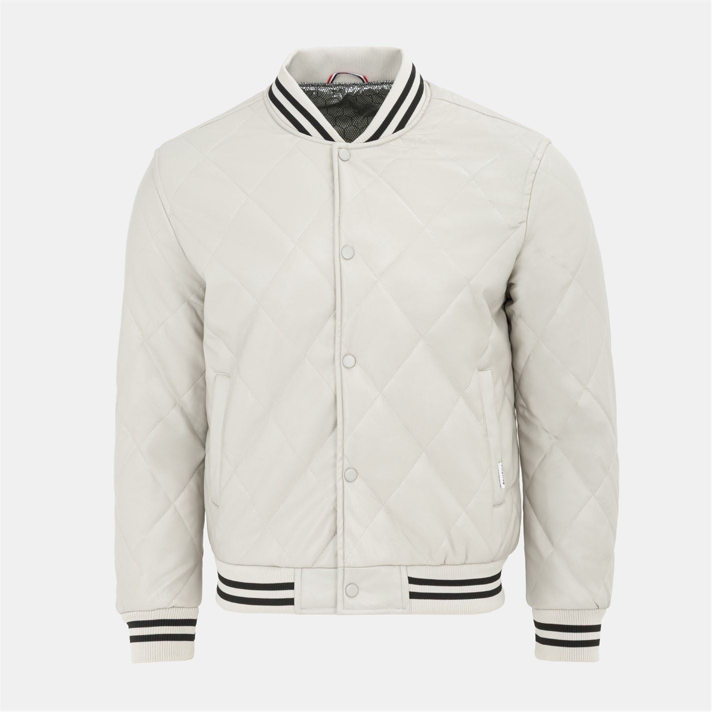 Firetrap Solid Patterned Snap Button Ribbed Cuff Bomber Jacket