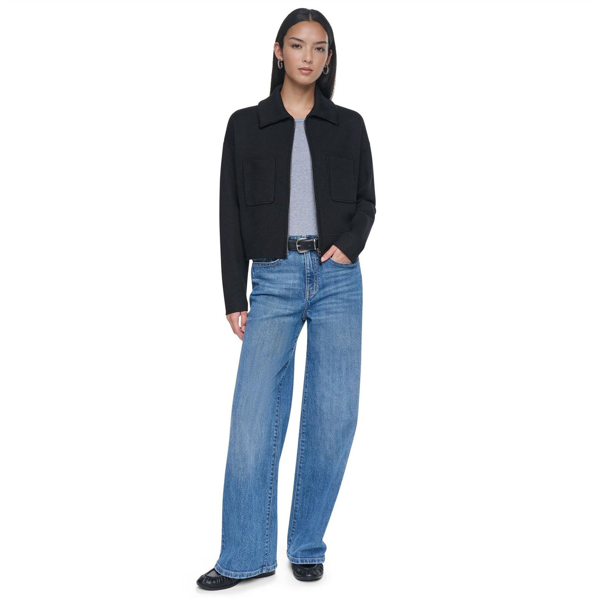 DKNY FulL-Zip Knit Jacket Ld64