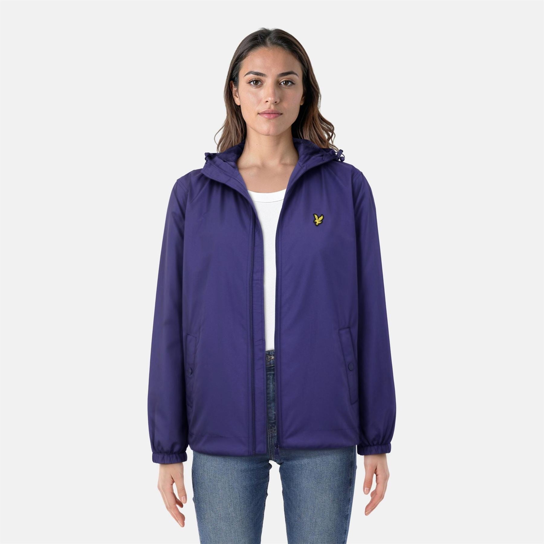 Lyle and Scott Zip Through Cotton Wind Resistant Long Sleeve Hooded Rain Anorak