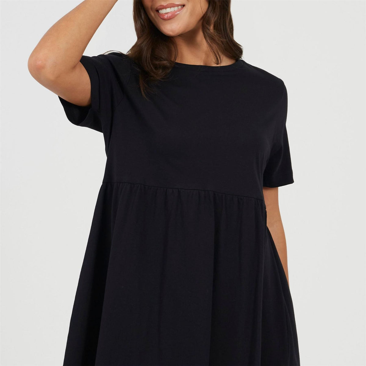Brave Soul Crew Neck Short Sleeve Mini Babydoll Dress