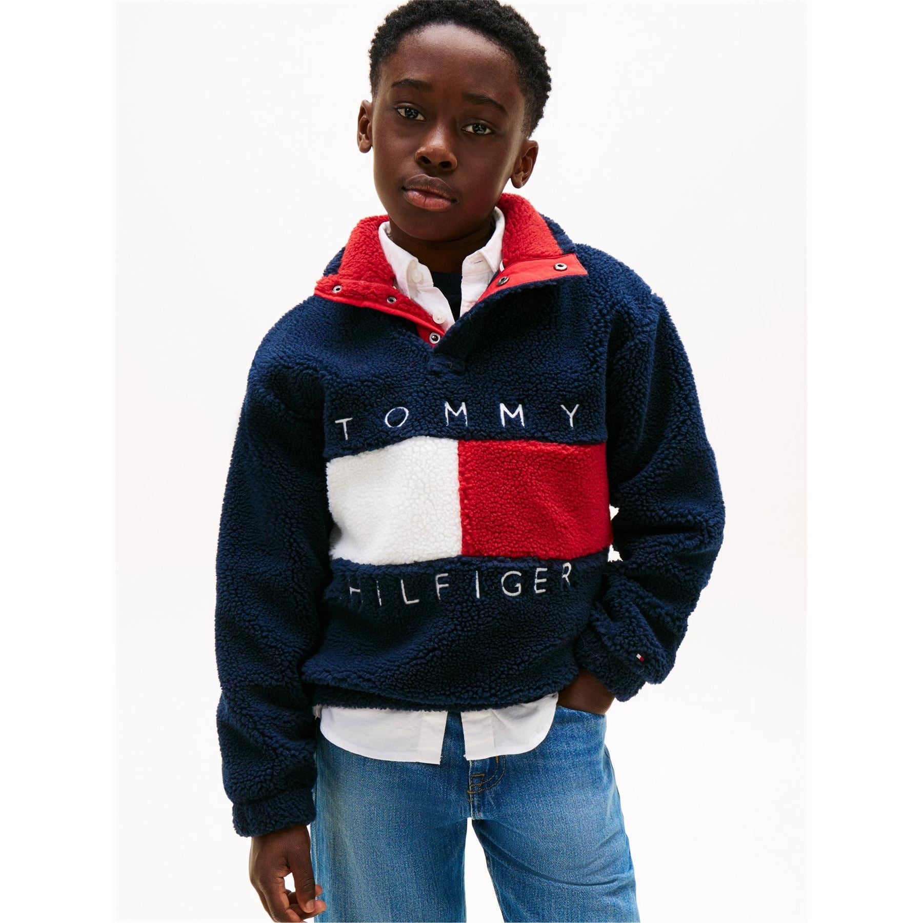 Tommy Hilfiger Heritage Embroidered Box Print Funnel Neck Sweatshirt