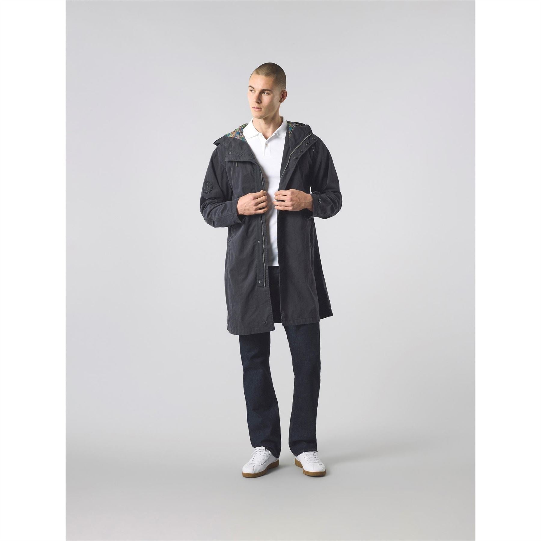 Pretty Green Feltham Hooded Solid Patterned Parka Coat