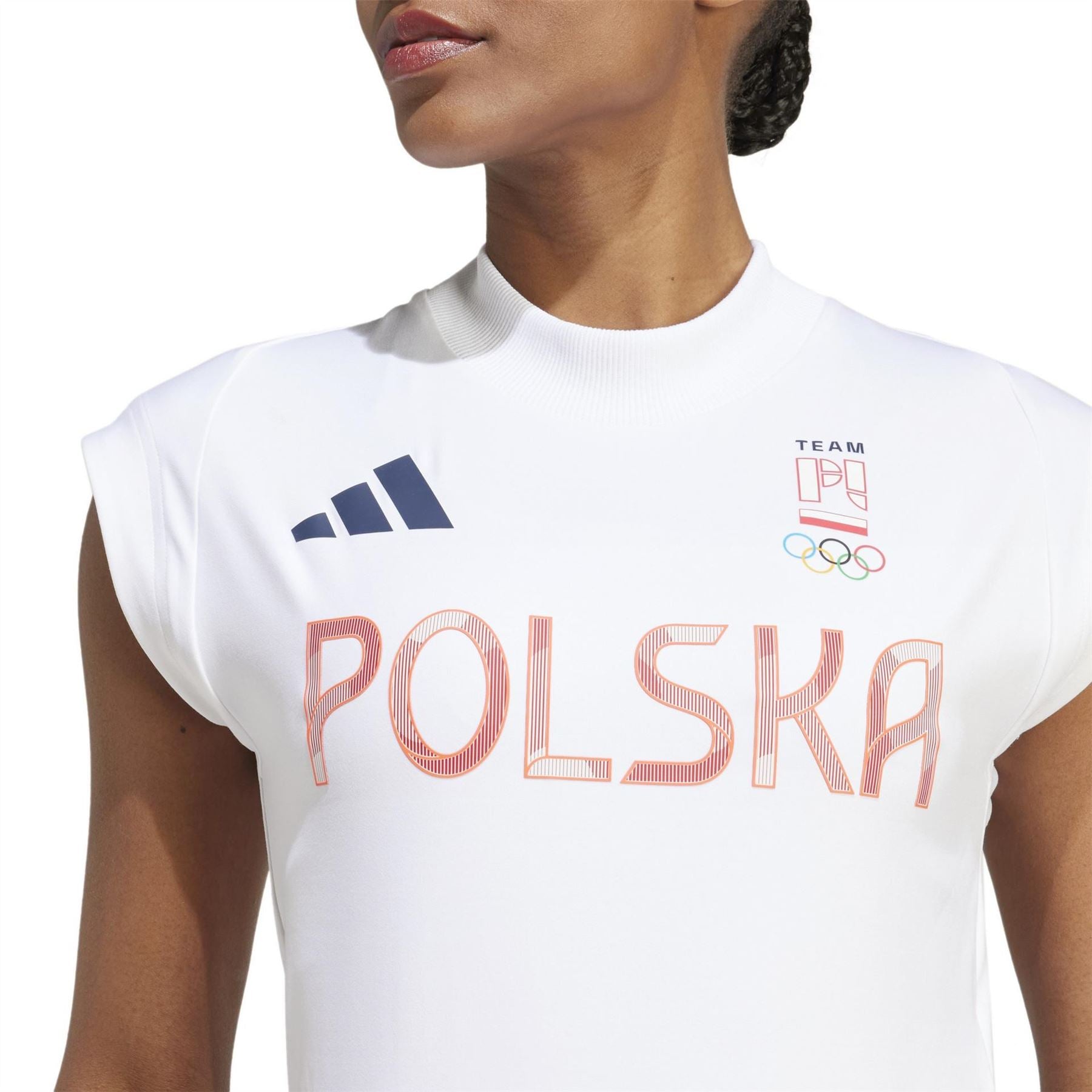 adidas Printed Logo Mock Neck Short Sleeve Jersey T-Shirt