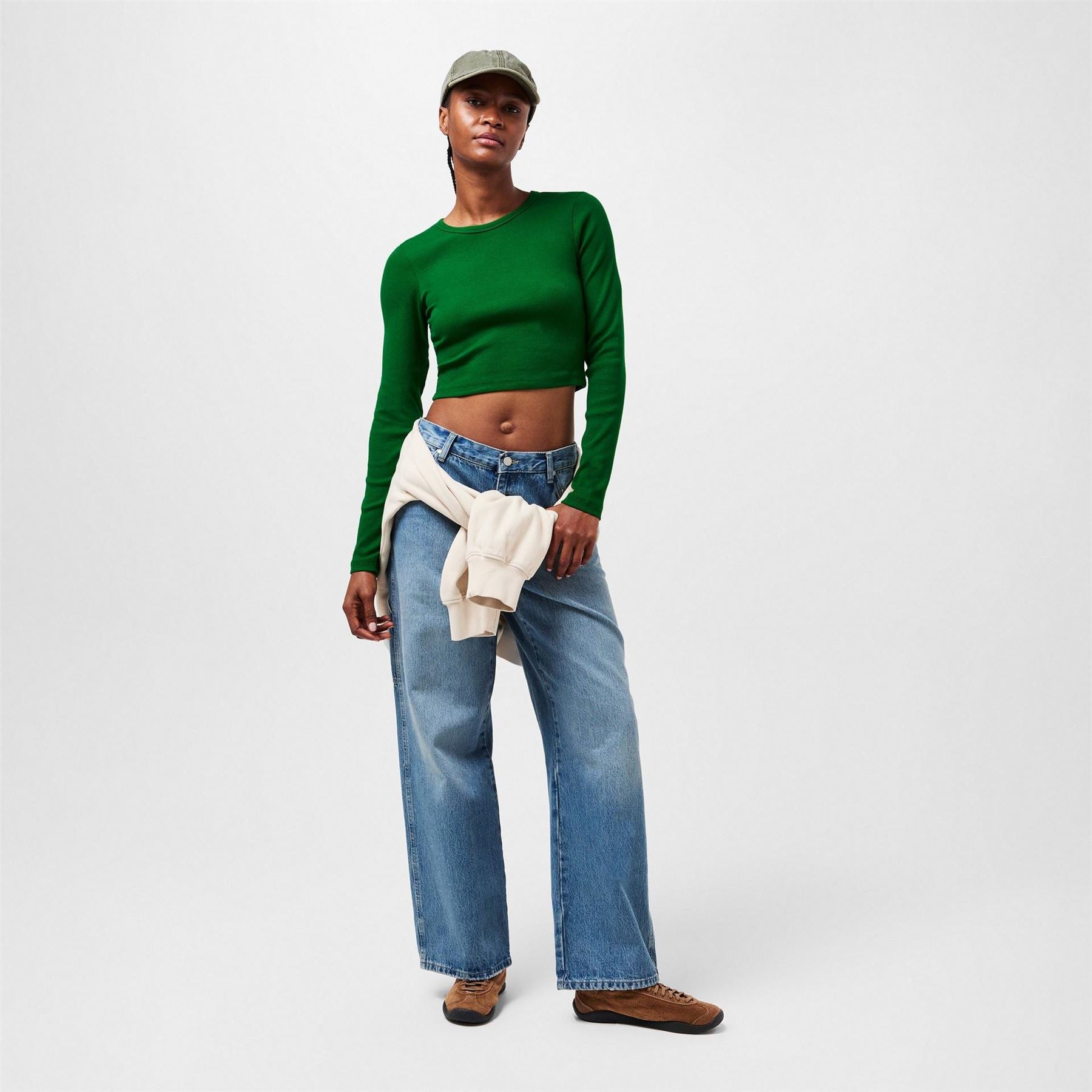 JJXX Feline Slim Fit Cropped Long Sleeve T-Shirt