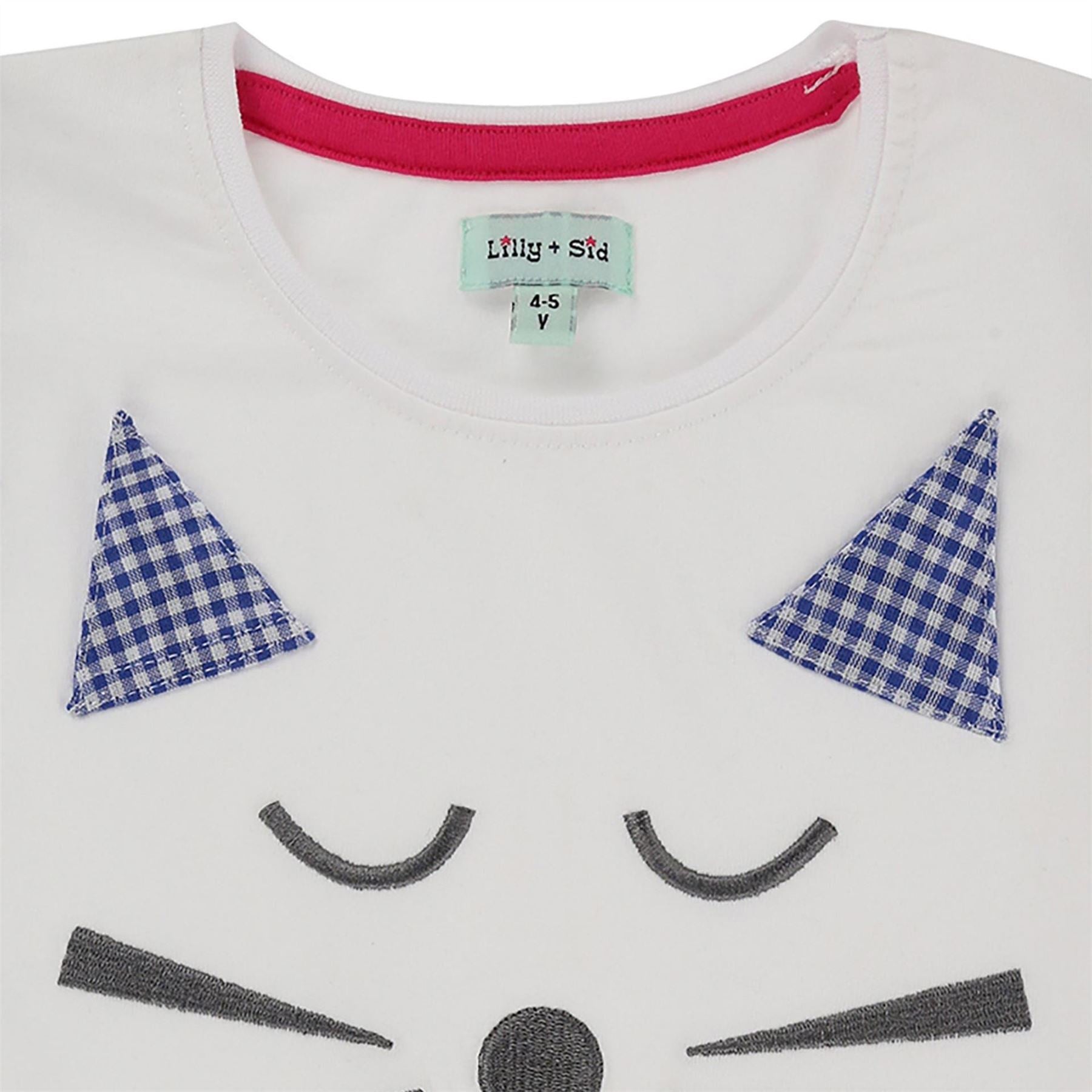 Lilly and Sid Cat Embroidered Ruffle Sleeve T-Shirt