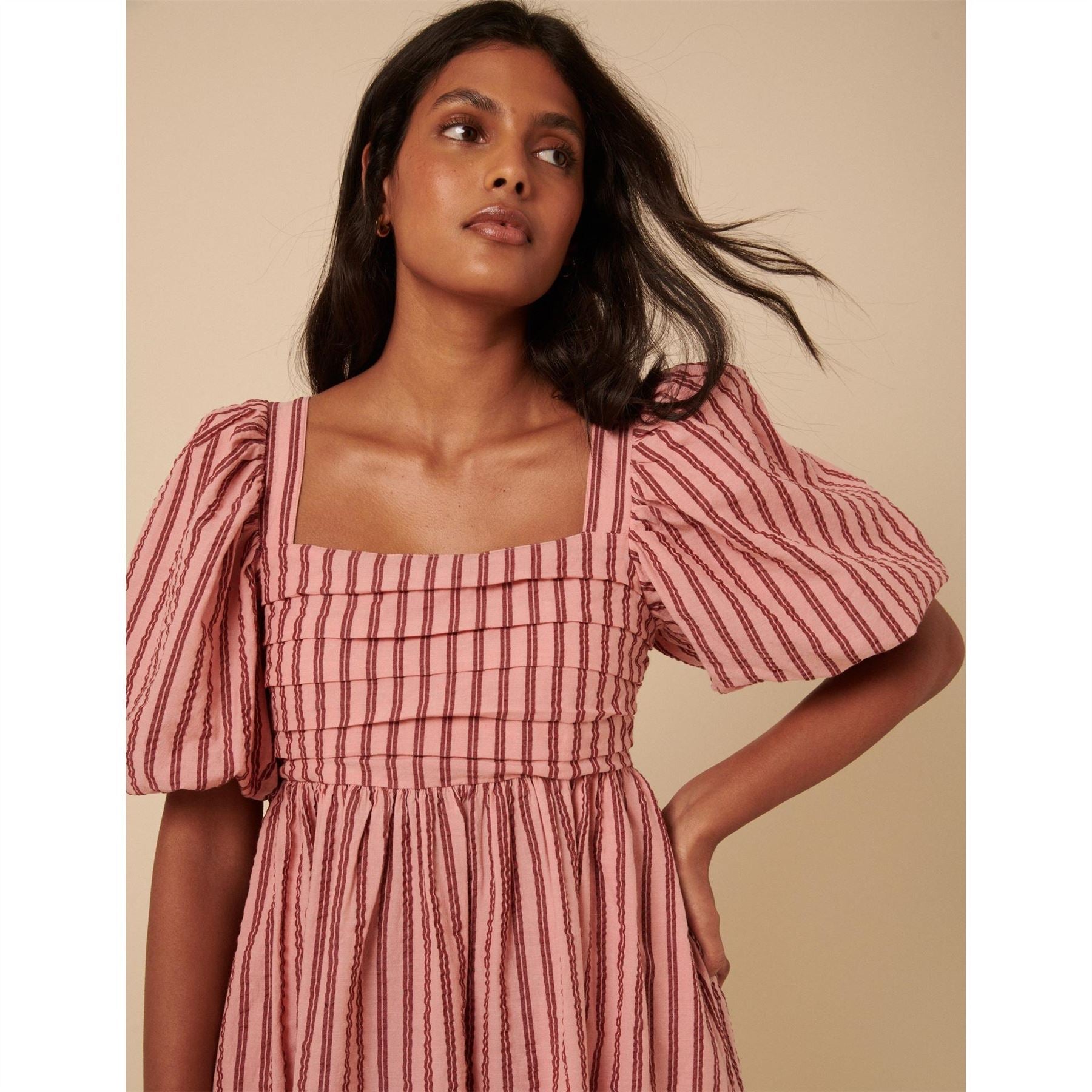 Nobodys Child Nova Square Neck Short Sleeve Mini Babydoll Dress