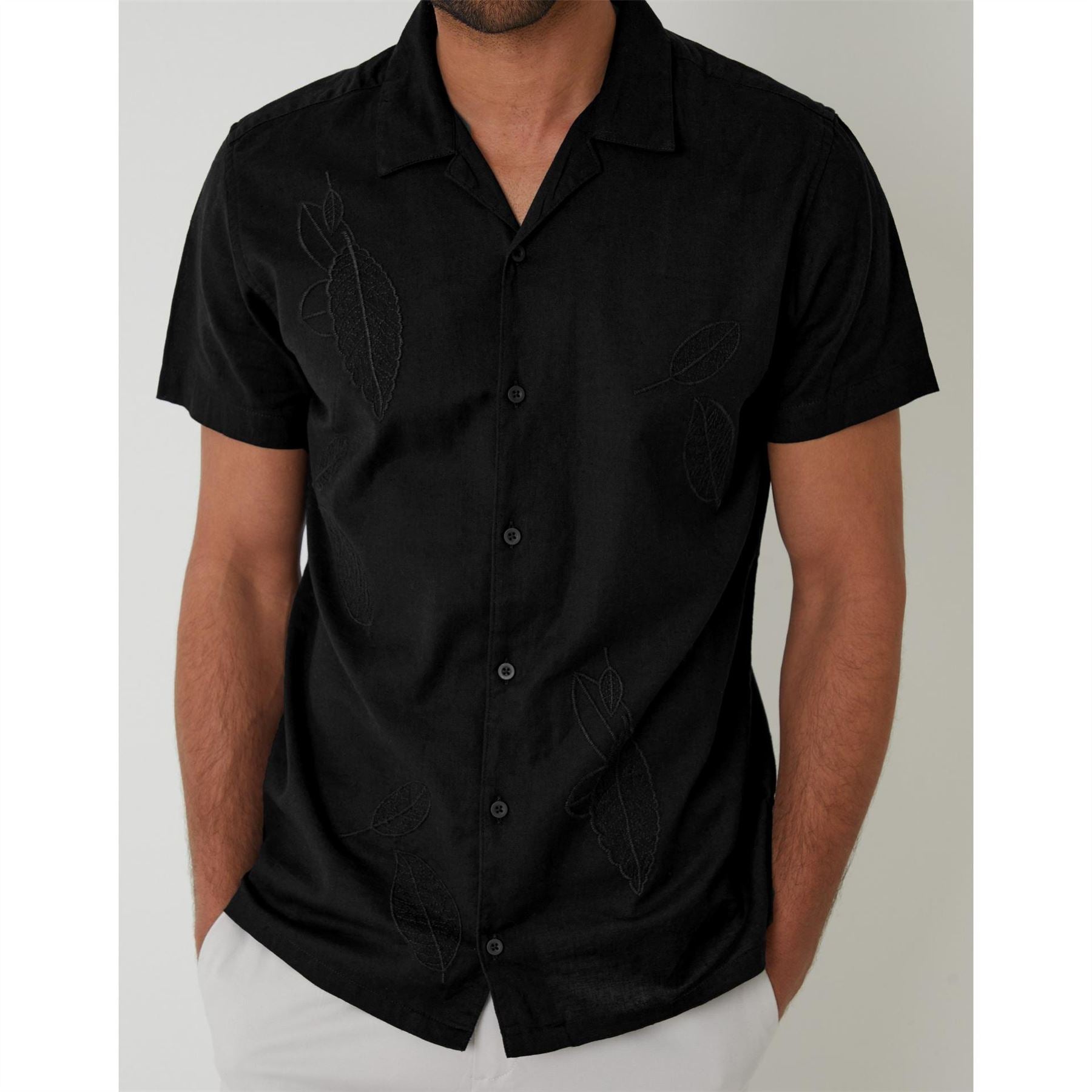 Threadbare Maples Embroidered Regular Fit Short Sleeve Shirt