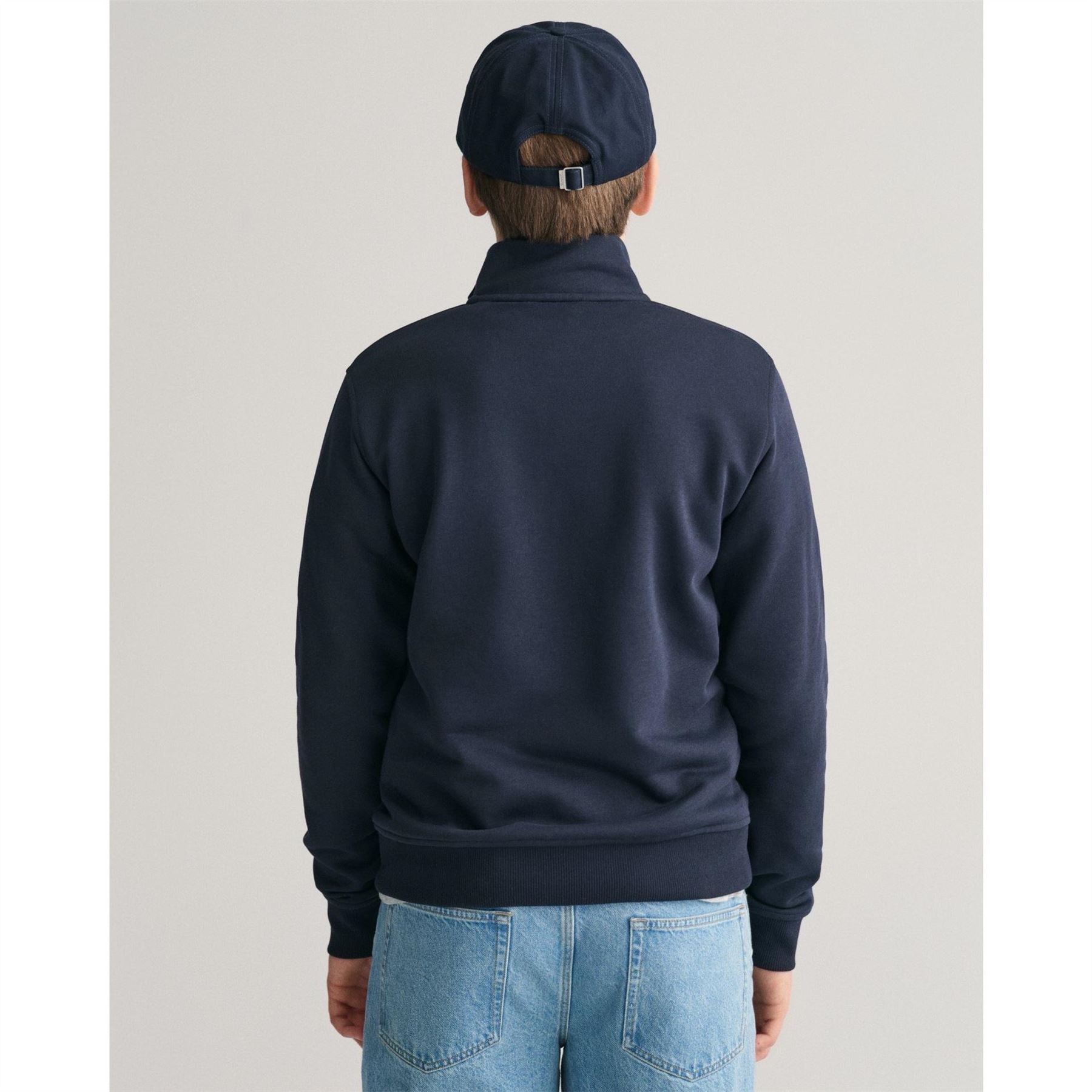 Gant Zip Neck Logo Print Regular Fit Sweatshirt
