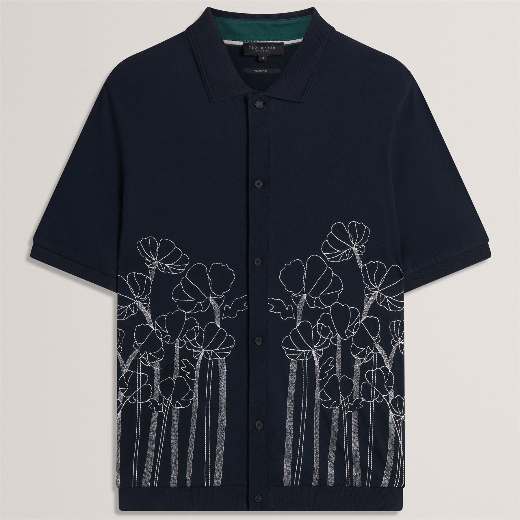 Ted Baker Embroidered Floral Pure Cotton KniT-Shirt
