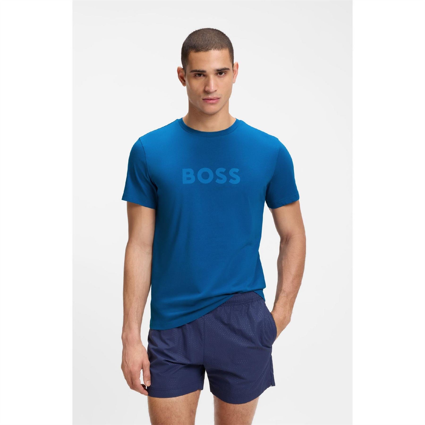 Boss Wordmark Central Logo Crew Neck Short Sleeve T-Shirt