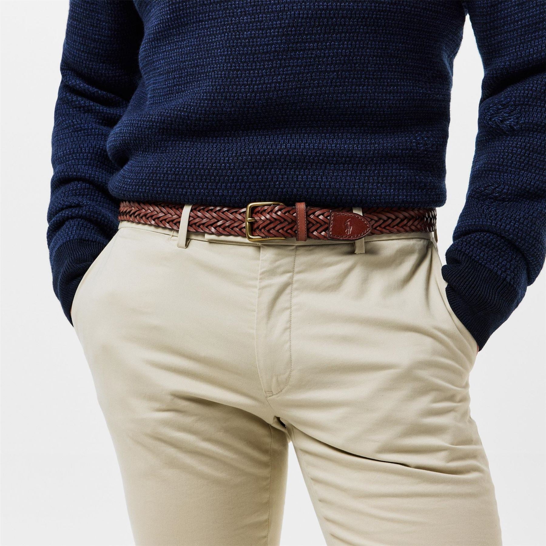Polo Ralph Lauren Leather Weave Pin Buckle Belt